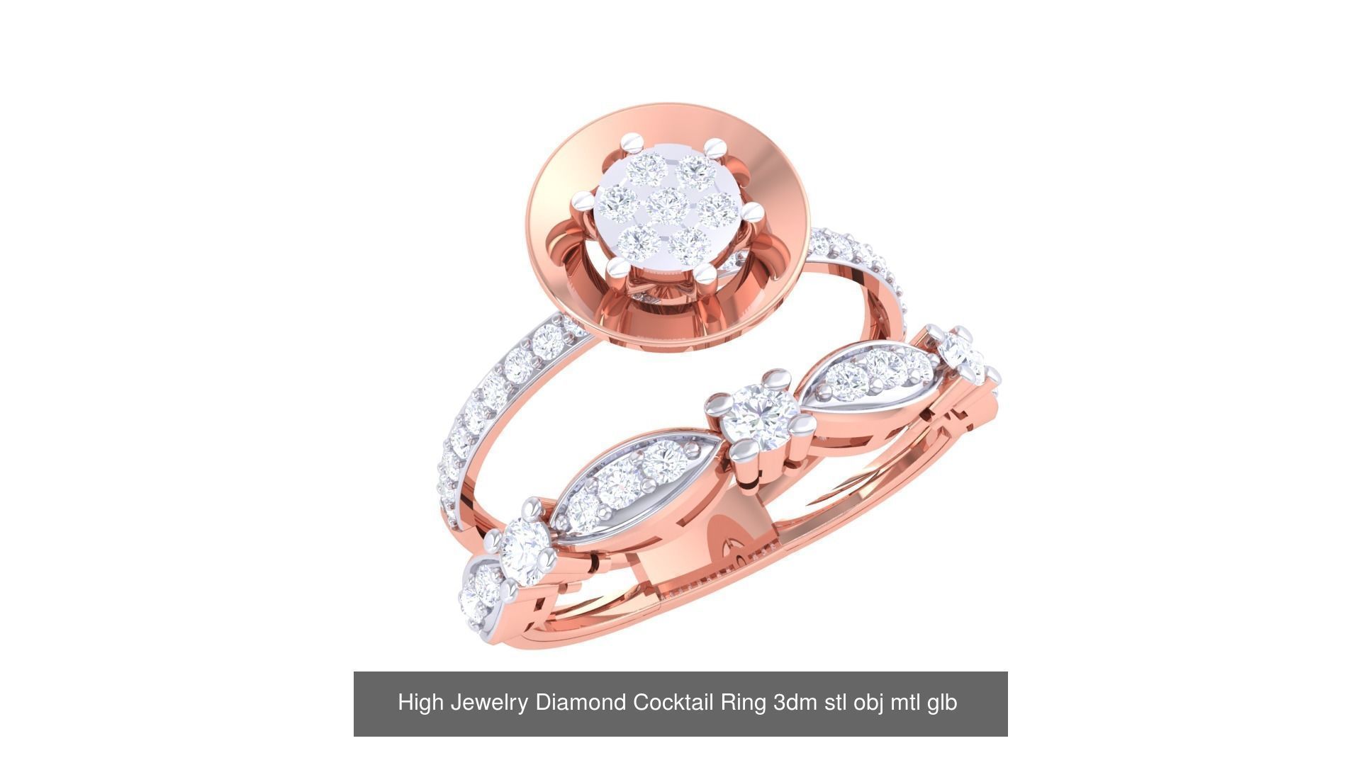 156 High Jewelry Diamond Cocktail Ring 3dm stl obj mtl glb 3D Model Collection_37