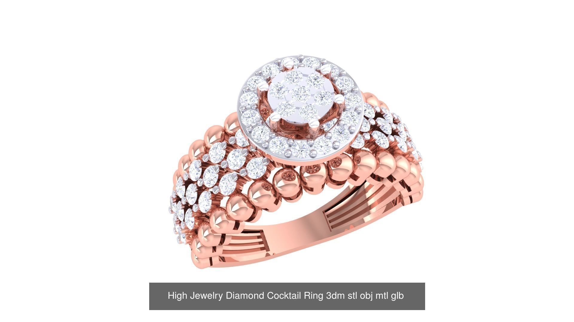 156 High Jewelry Diamond Cocktail Ring 3dm stl obj mtl glb 3D Model Collection_51