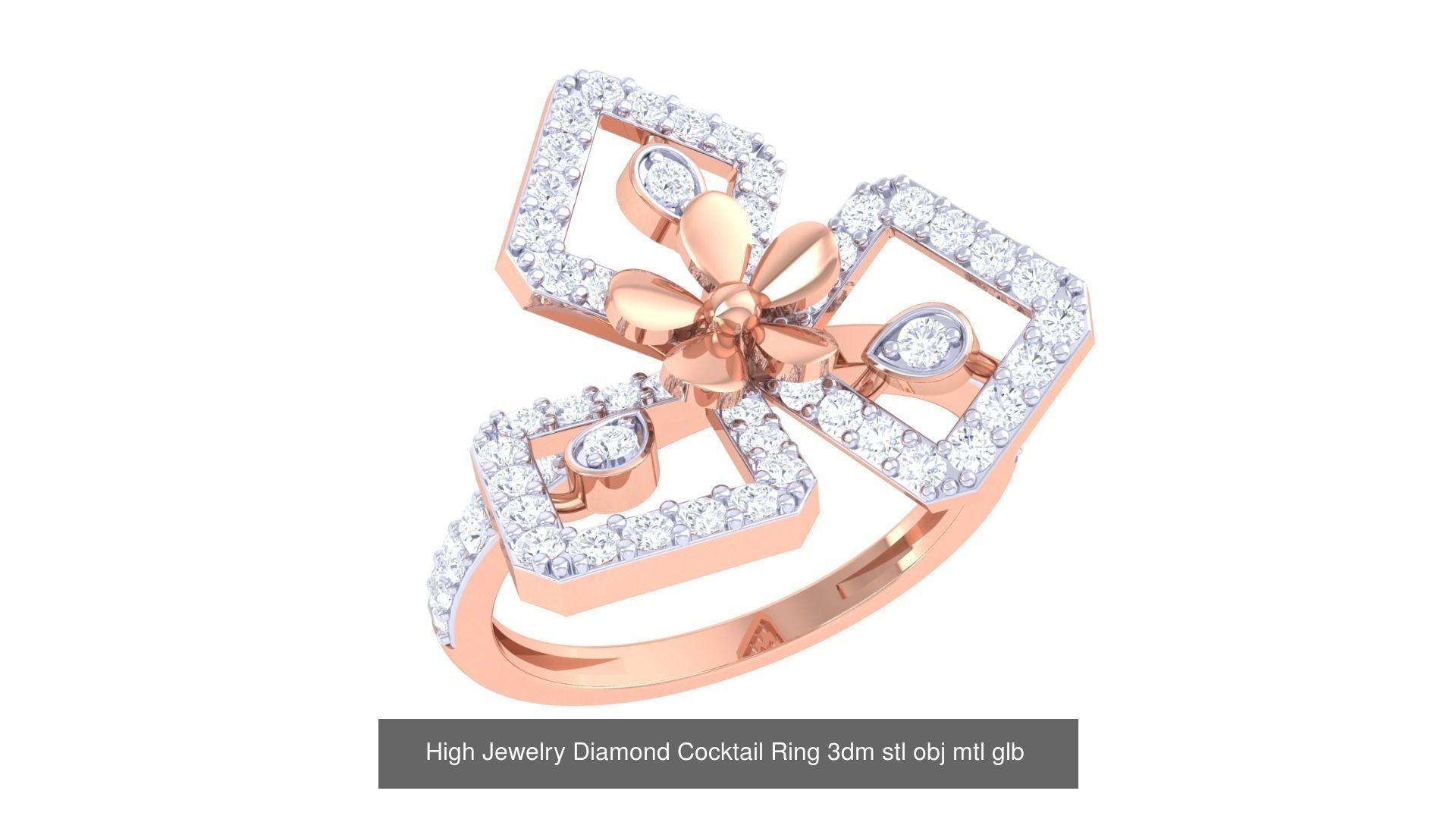 156 High Jewelry Diamond Cocktail Ring 3dm stl obj mtl glb 3D Model Collection_85