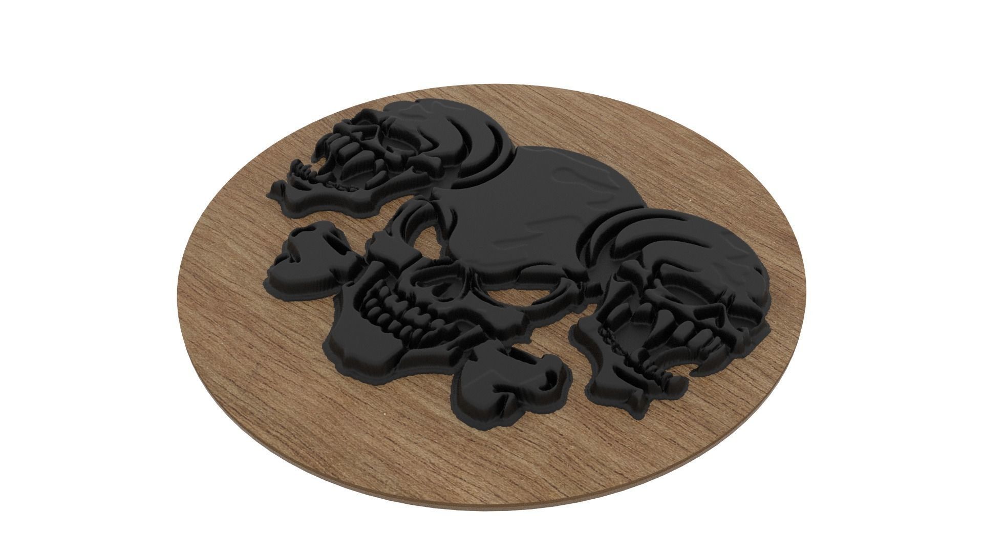  Three Skulls Medallion 3D print model_2