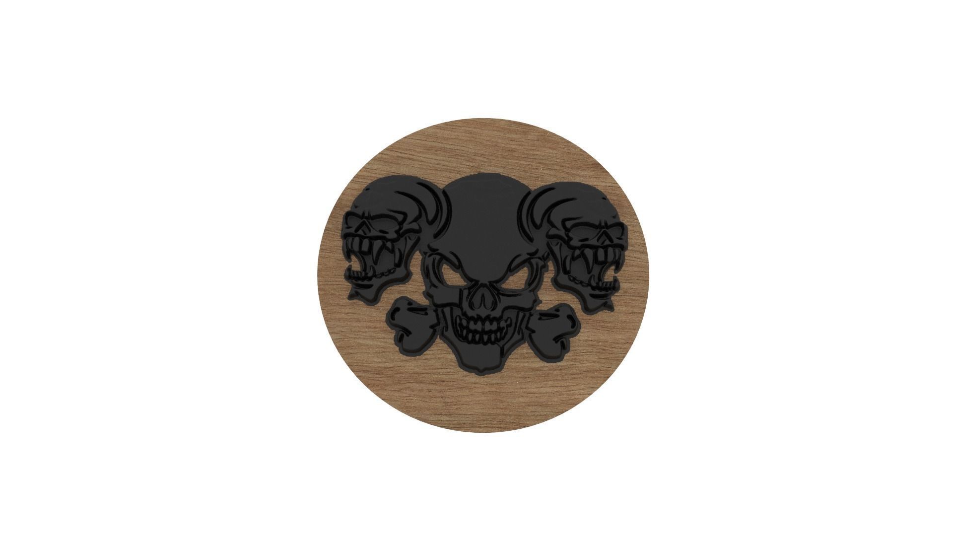  Three Skulls Medallion 3D print model_5