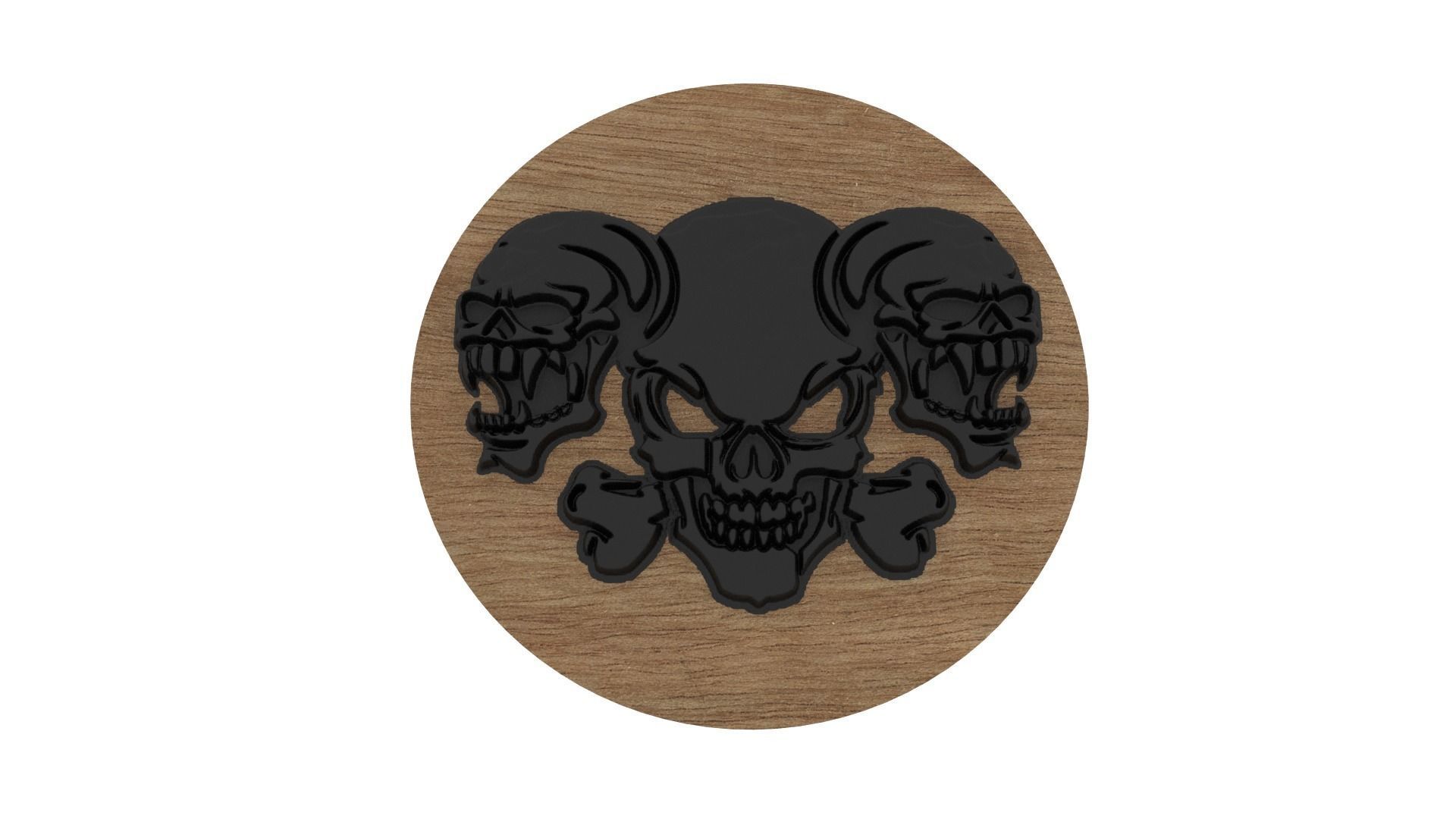  Three Skulls Medallion 3D print model_1