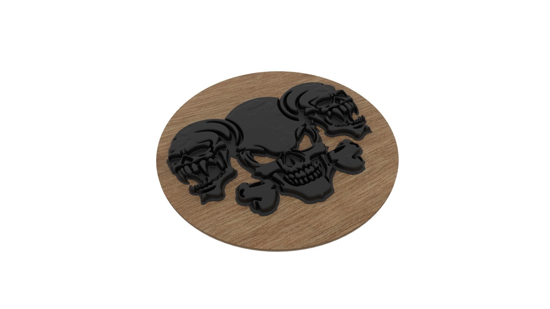  Three Skulls Medallion 3D print model_4