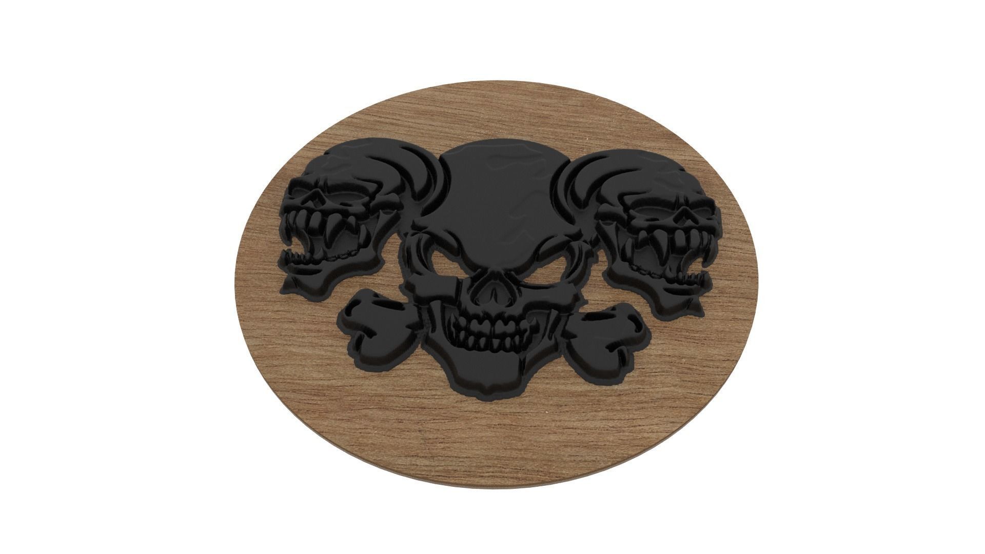  Three Skulls Medallion 3D print model_3