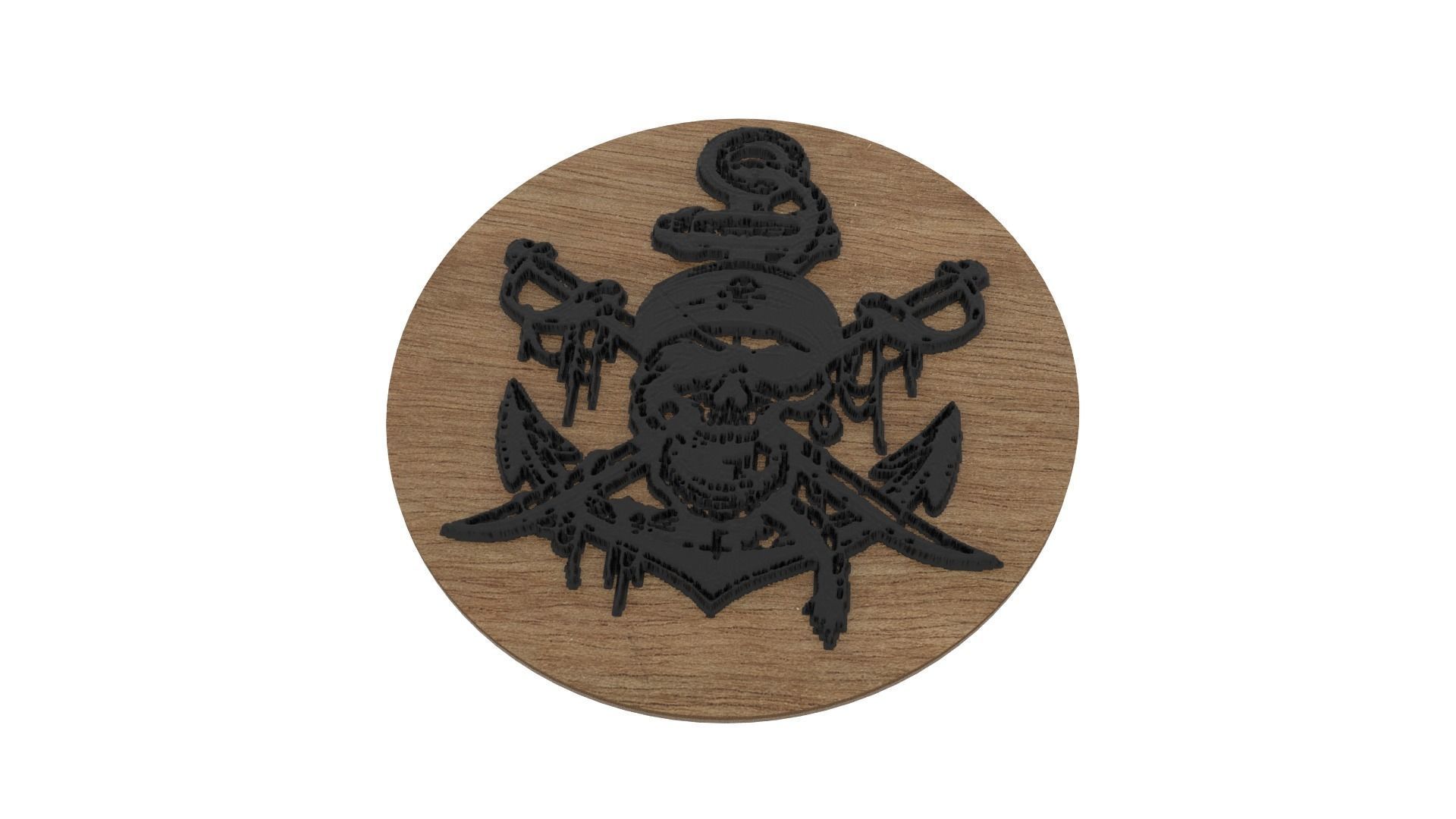 Pirate Medallion 3D print model_3