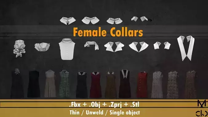 Pack of 12 different Collars 3D model