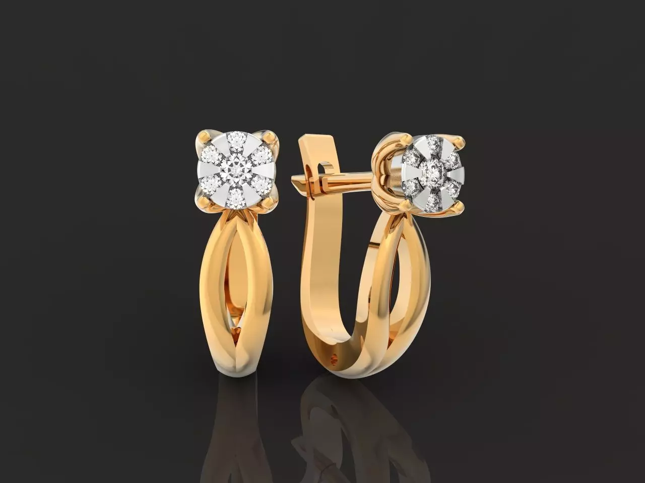 Classic earrings with round brilliant stones 854 3D print model