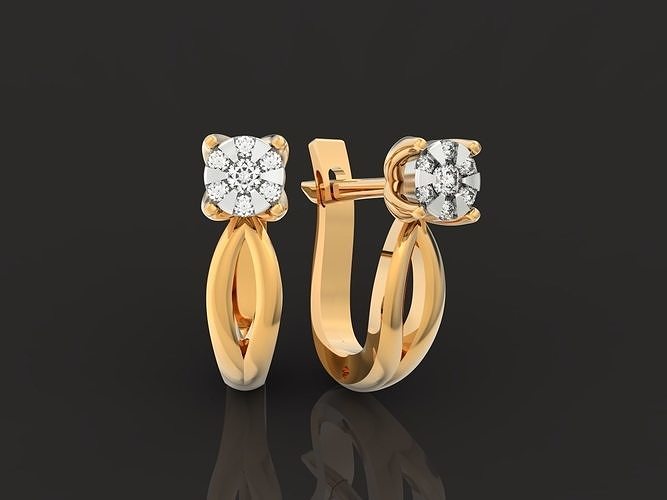 Classic earrings with round brilliant stones 854 3D print model