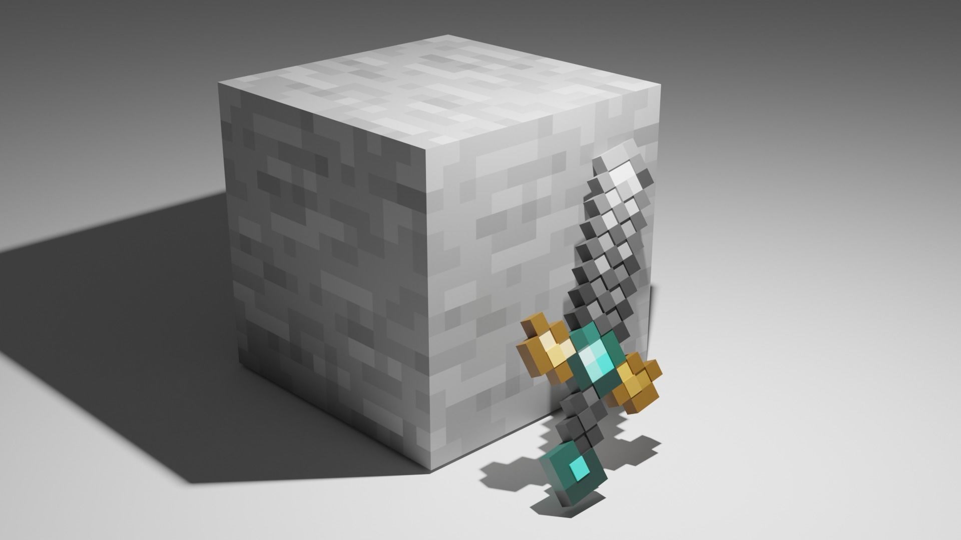 Sword Minecraft Netherite Low-poly 3D model_1