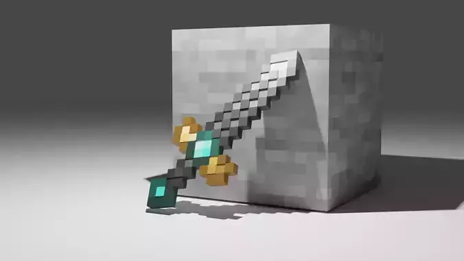 Sword Minecraft Netherite Low-poly 3D model