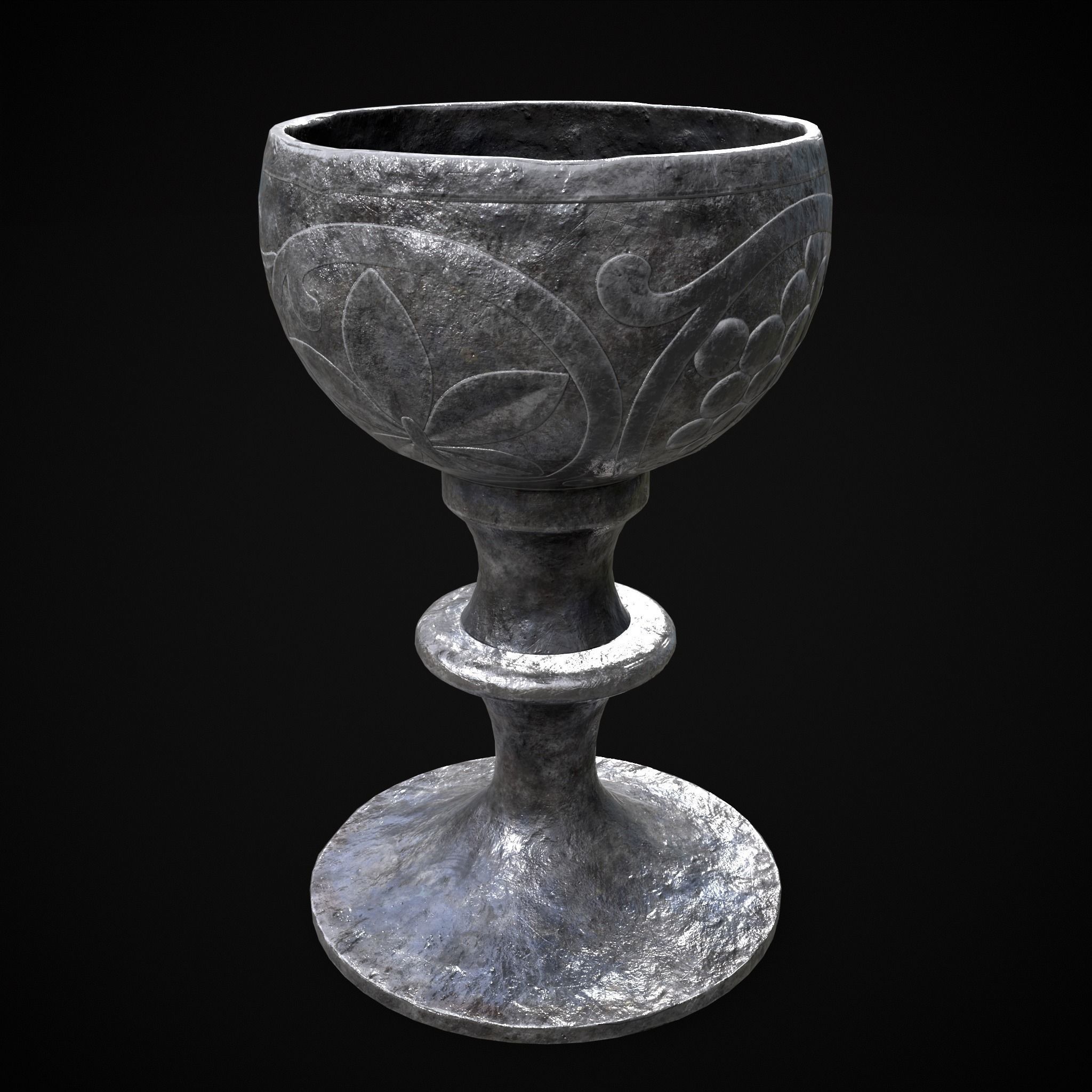 Iron Chalice Low-poly 3D model_5