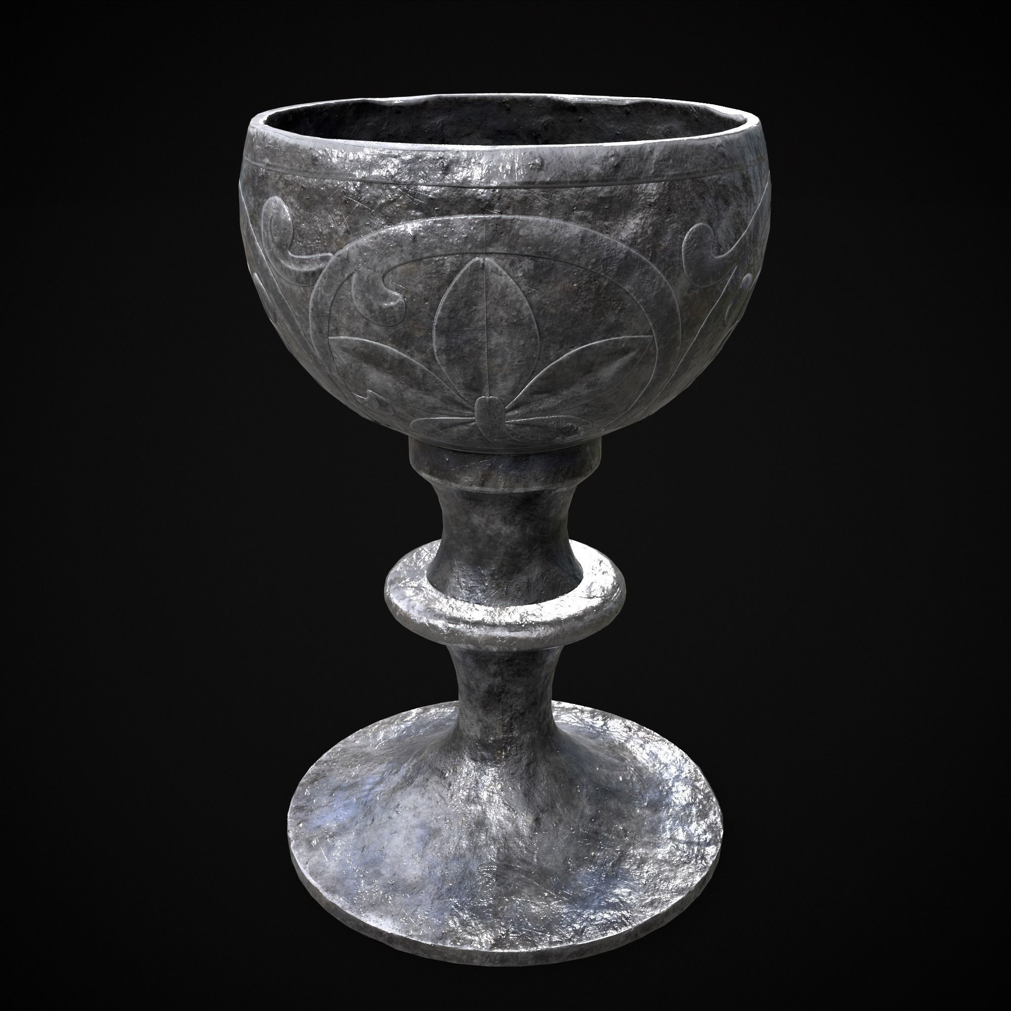 Iron Chalice Low-poly 3D model_3