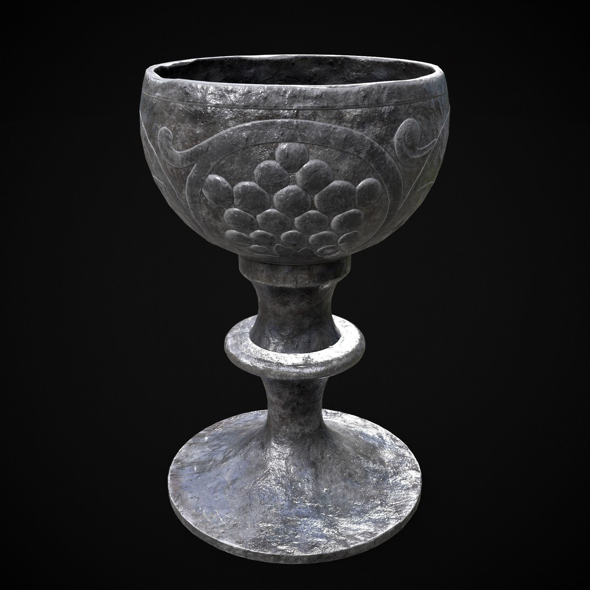 Iron Chalice Low-poly 3D model_7