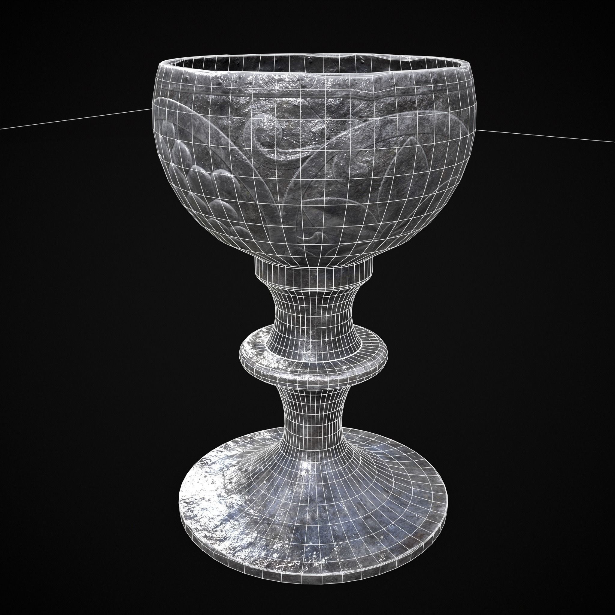 Iron Chalice Low-poly 3D model_2