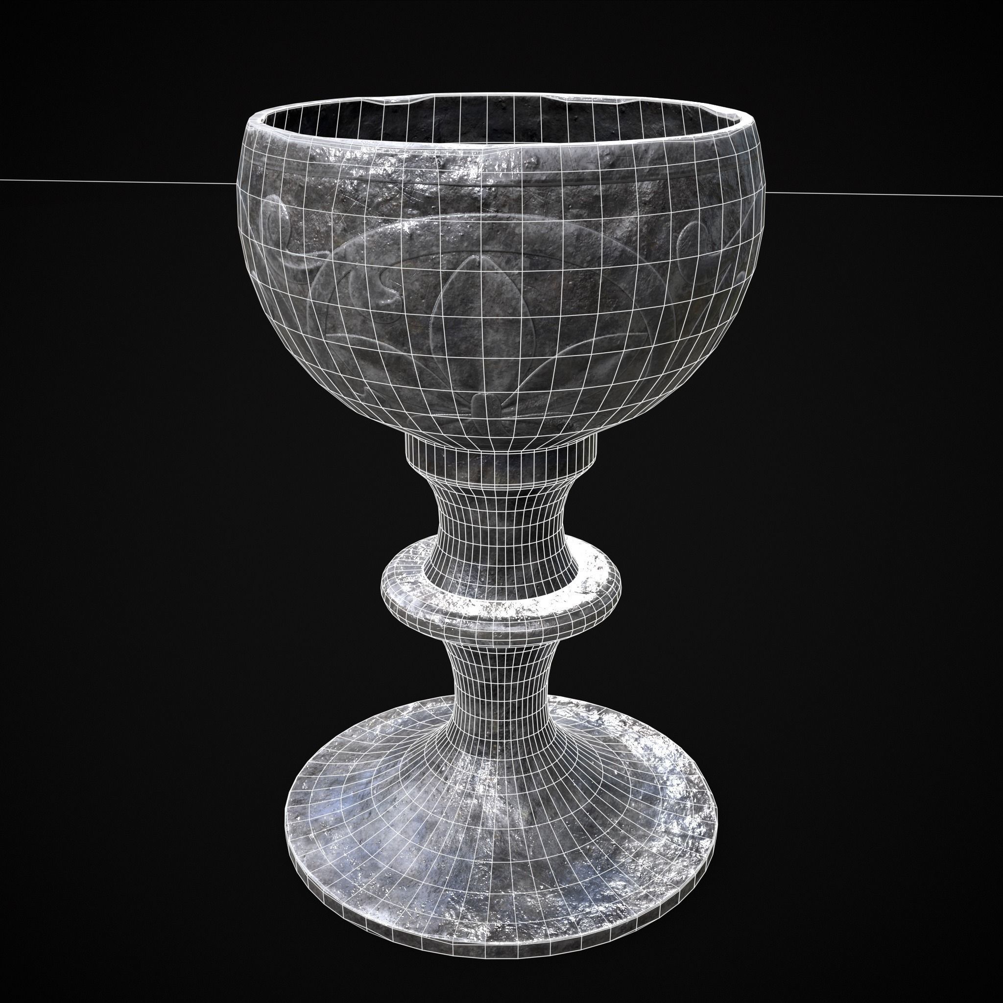 Iron Chalice Low-poly 3D model_4