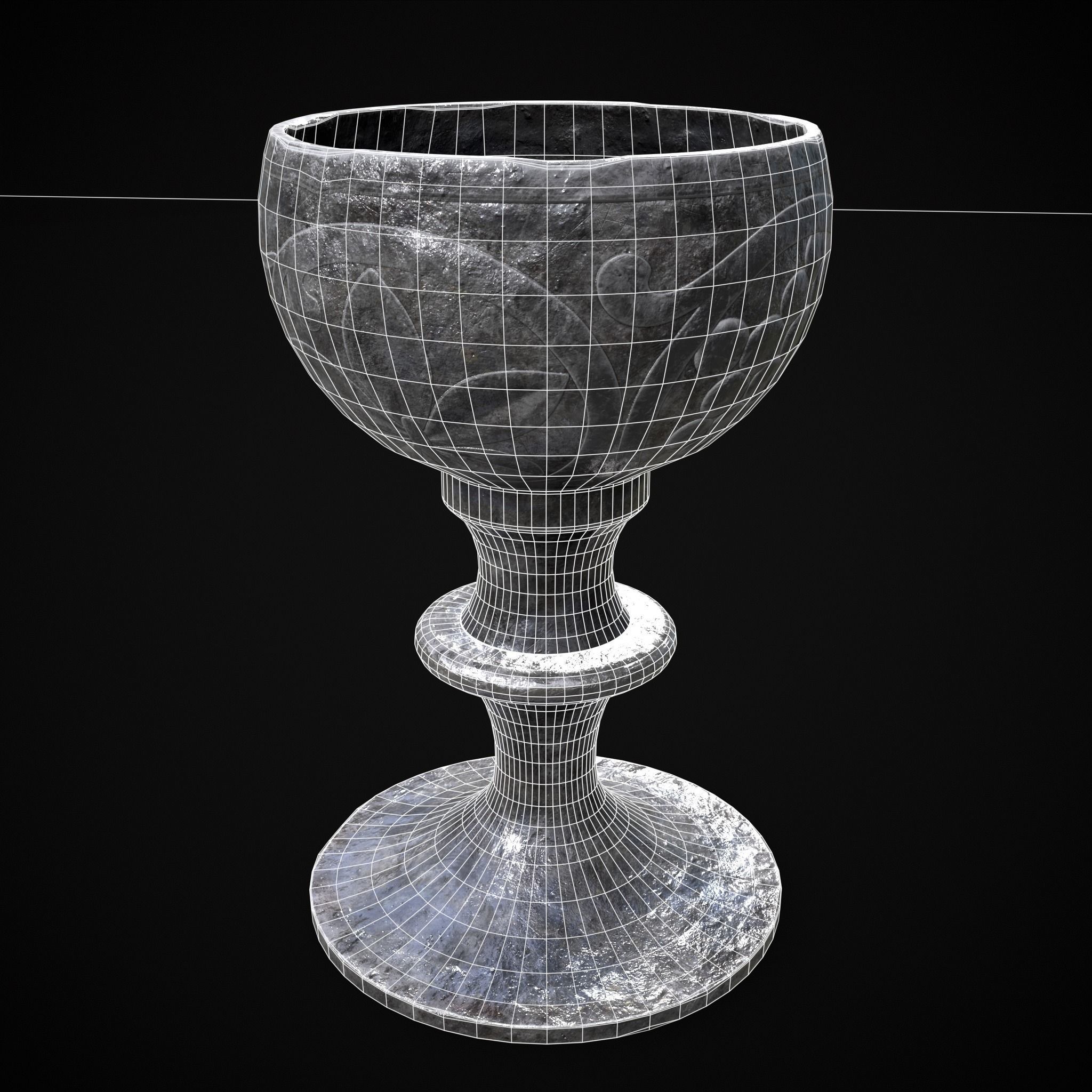 Iron Chalice Low-poly 3D model_6