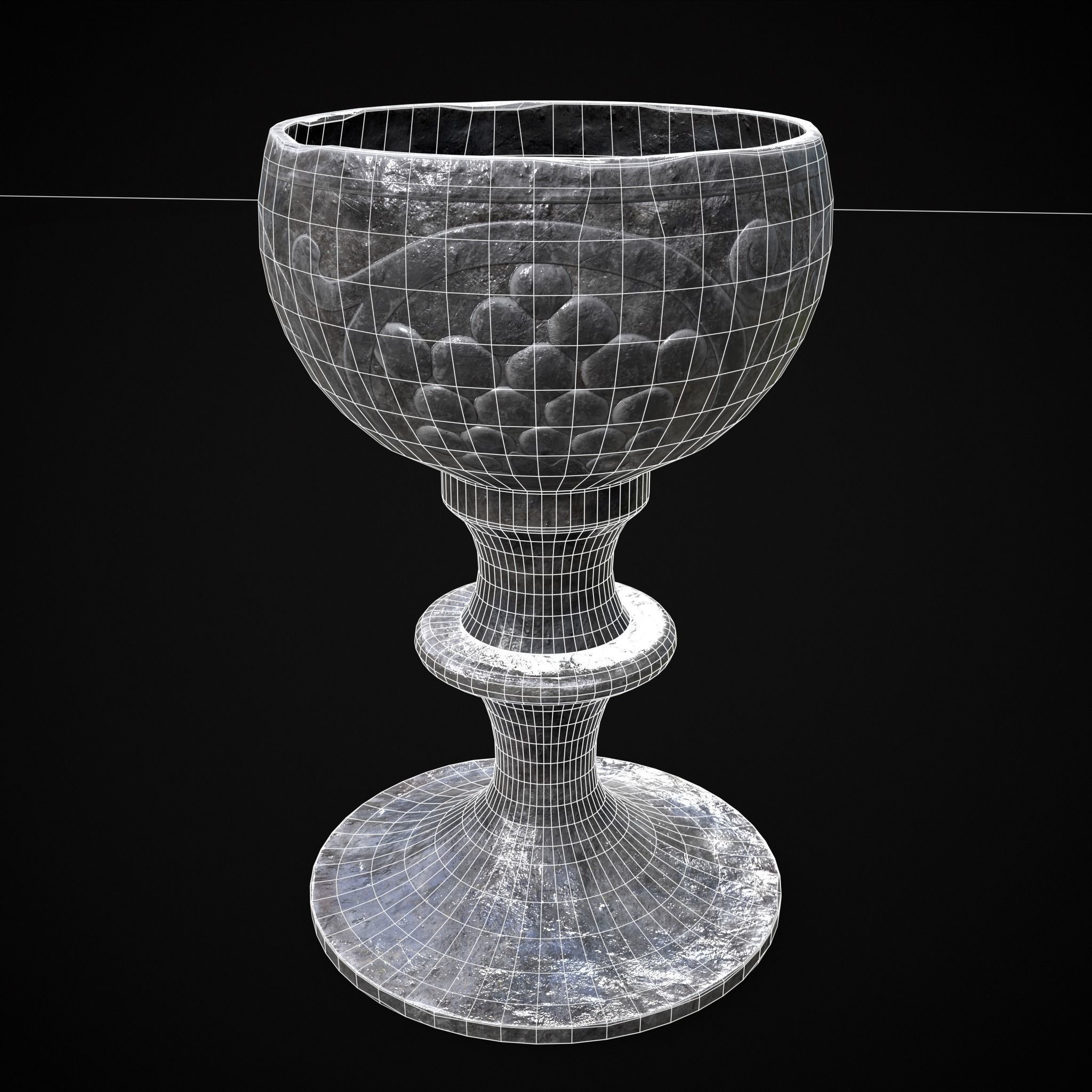 Iron Chalice Low-poly 3D model_8