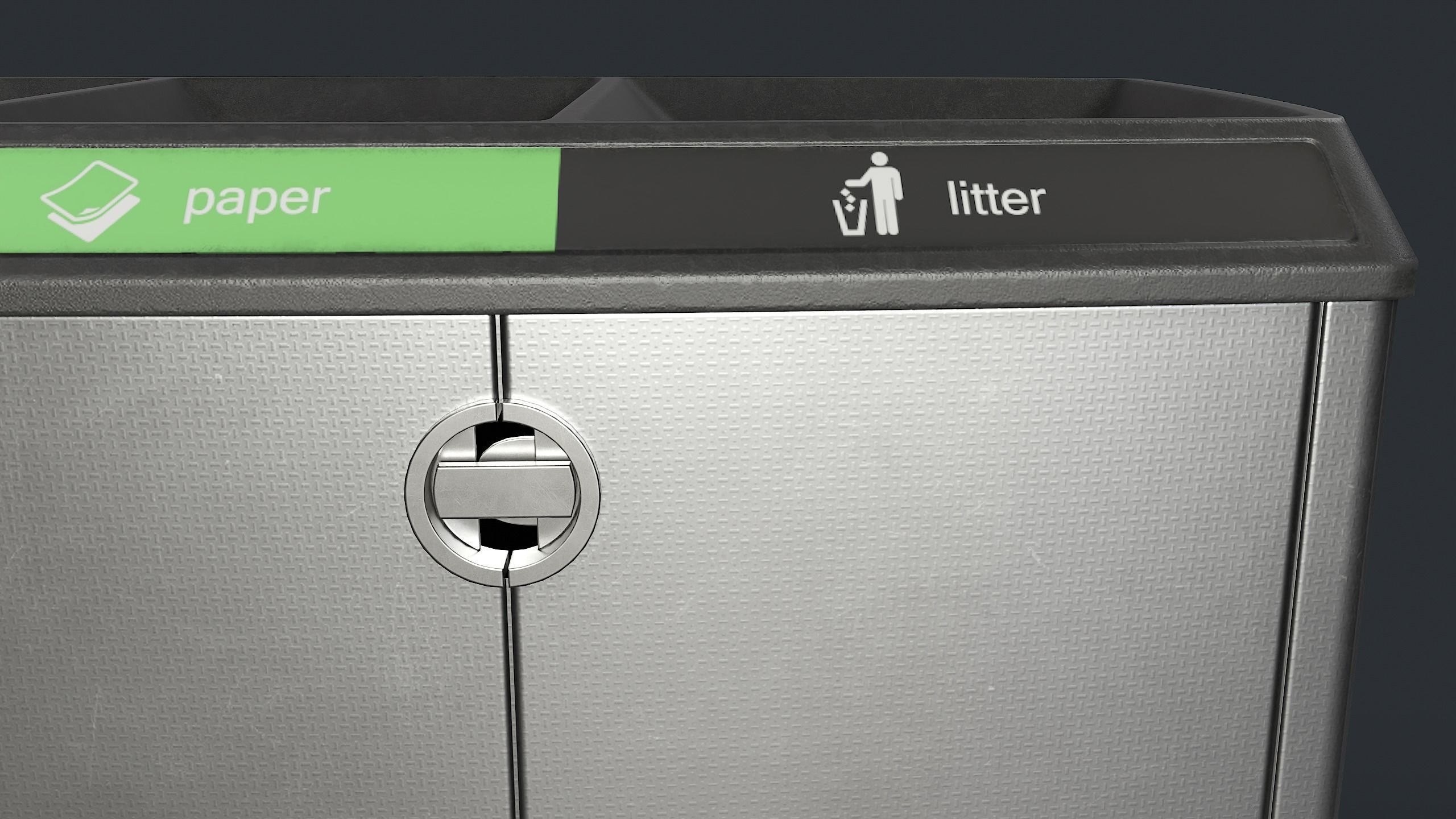 Street Trash Can 21 PBR Game Ready Low-poly 3D model_10