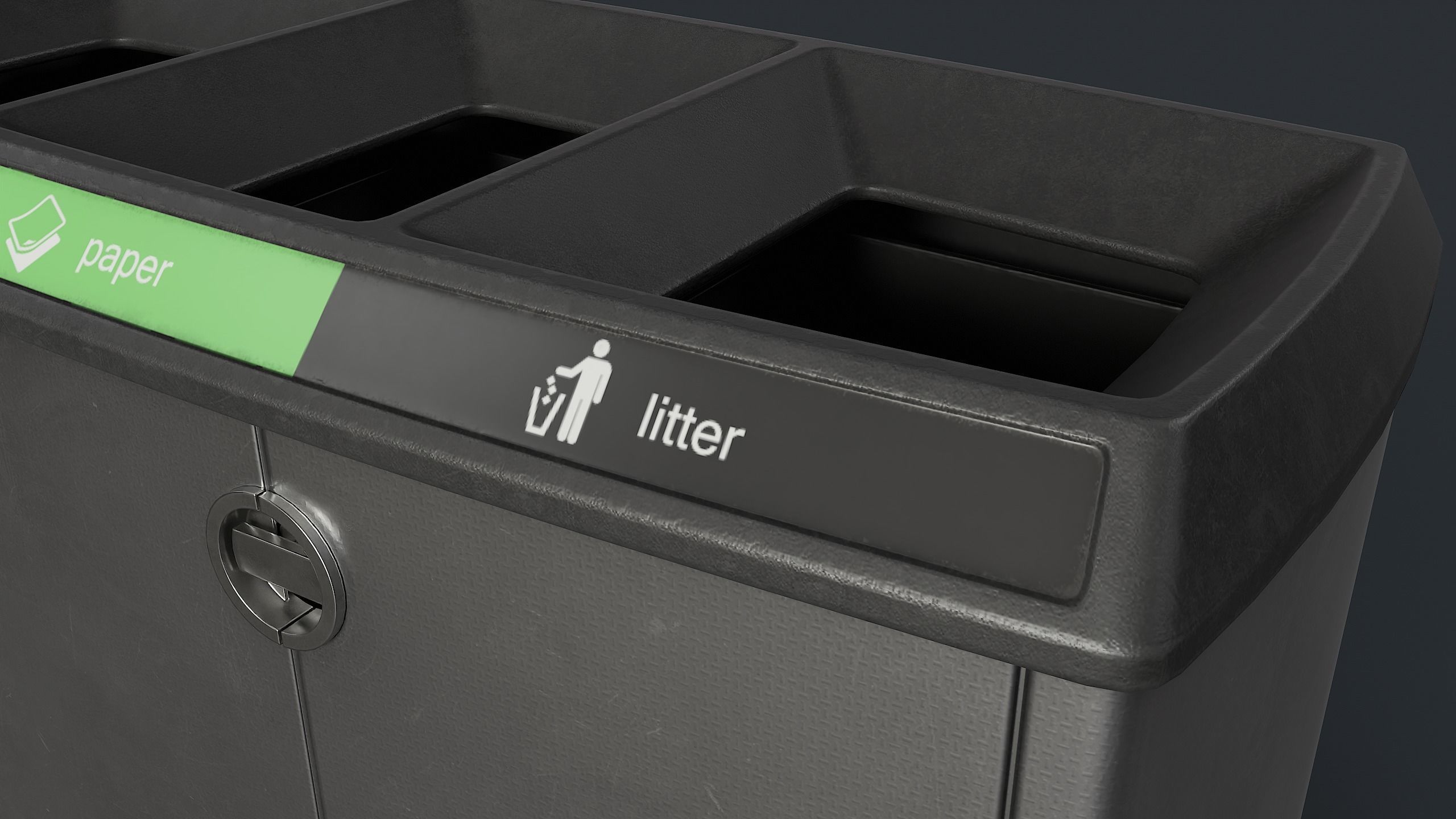 Street Trash Can 21 PBR Game Ready Low-poly 3D model_9