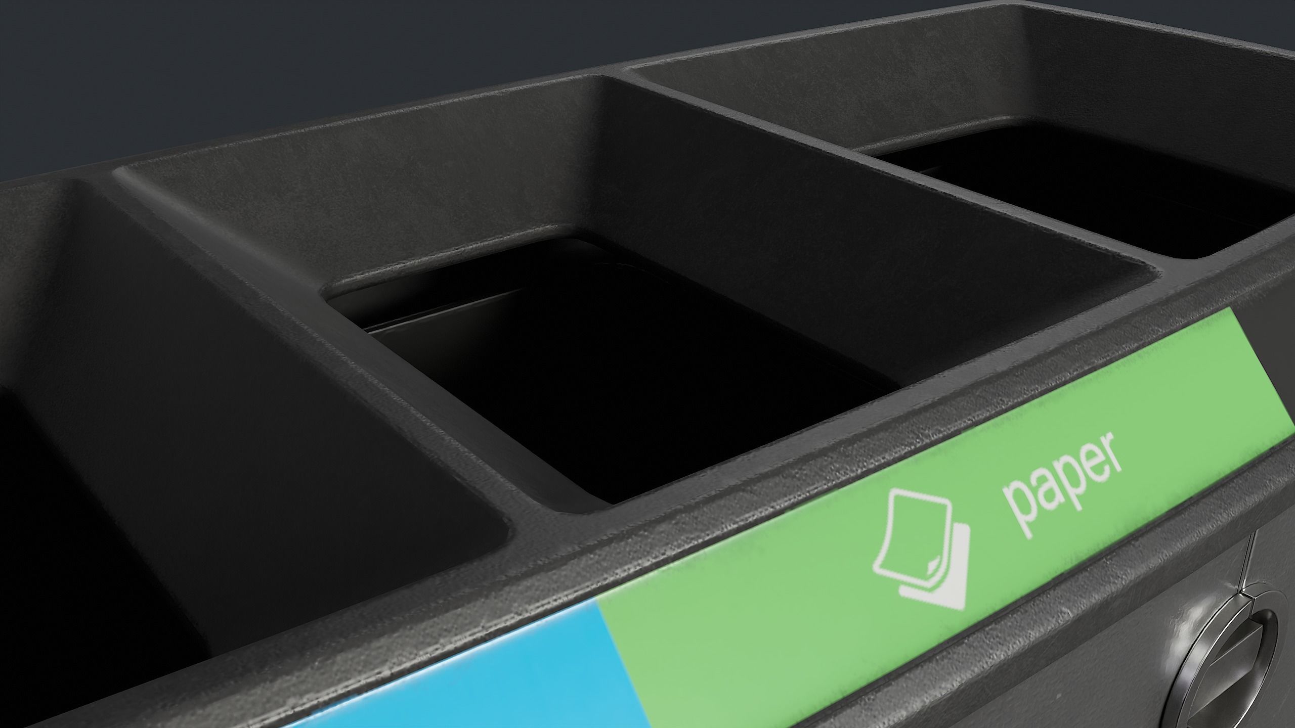 Street Trash Can 21 PBR Game Ready Low-poly 3D model_15