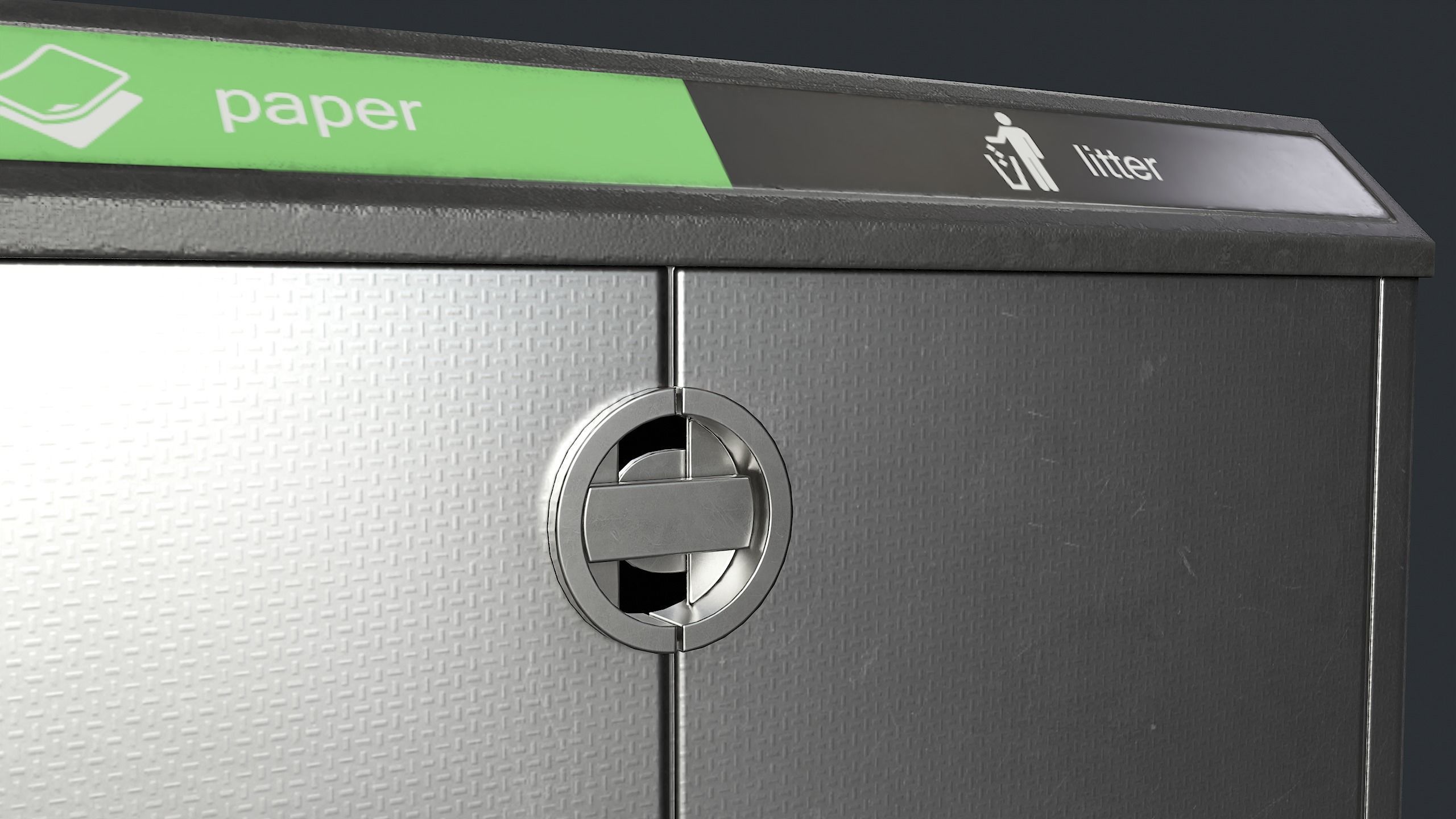 Street Trash Can 21 PBR Game Ready Low-poly 3D model_11