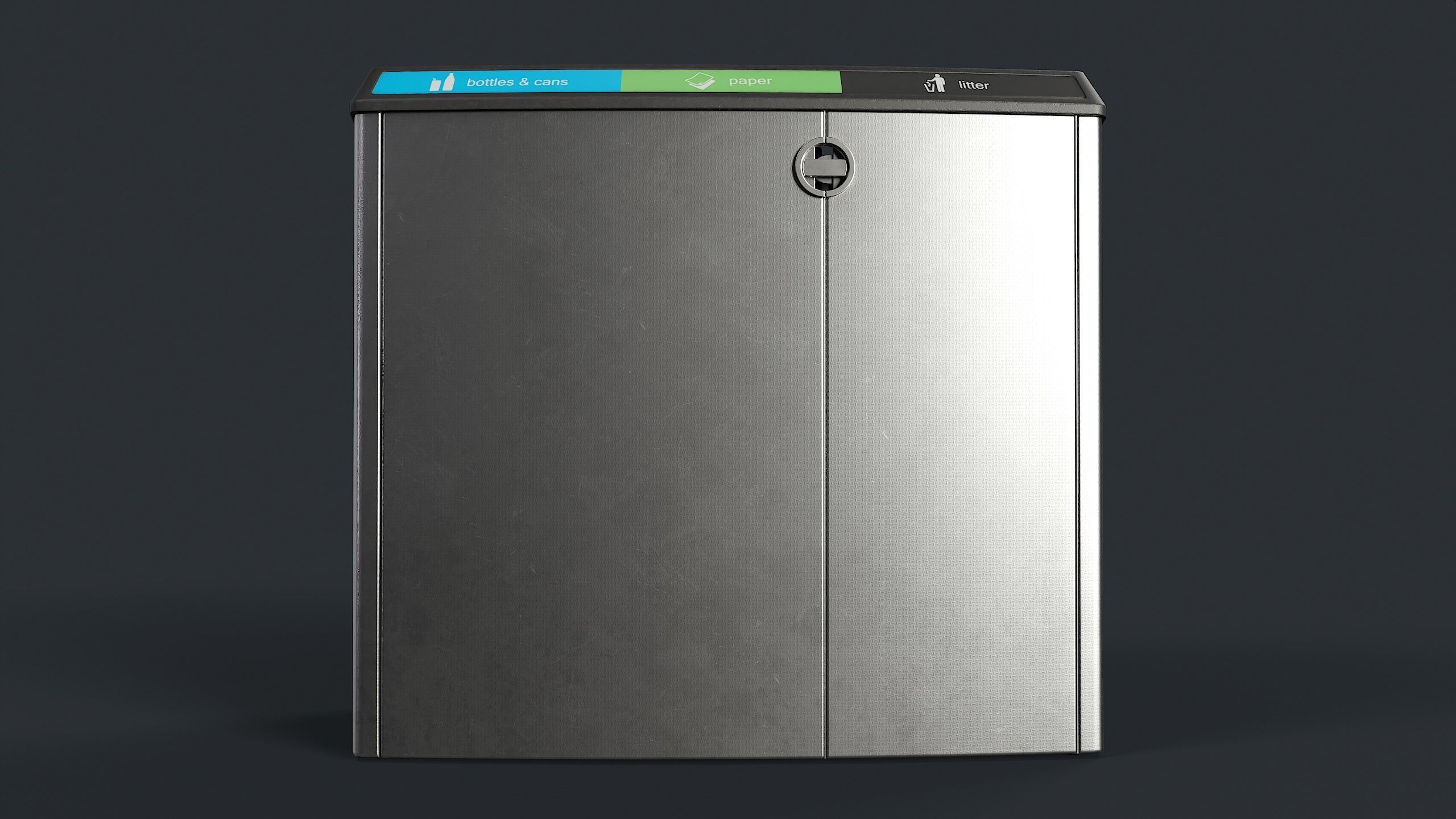 Street Trash Can 21 PBR Game Ready Low-poly 3D model_5