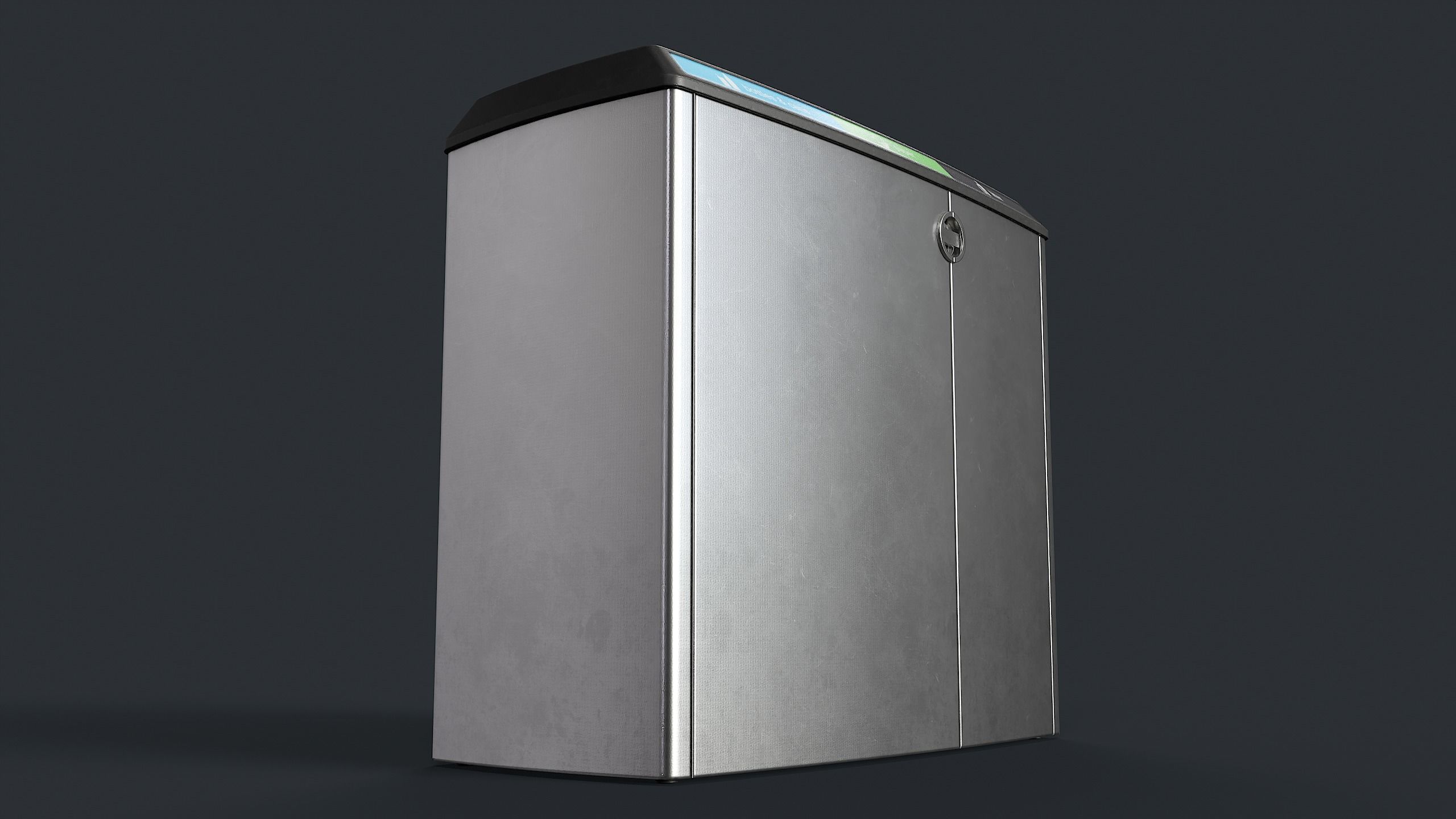 Street Trash Can 21 PBR Game Ready Low-poly 3D model_13