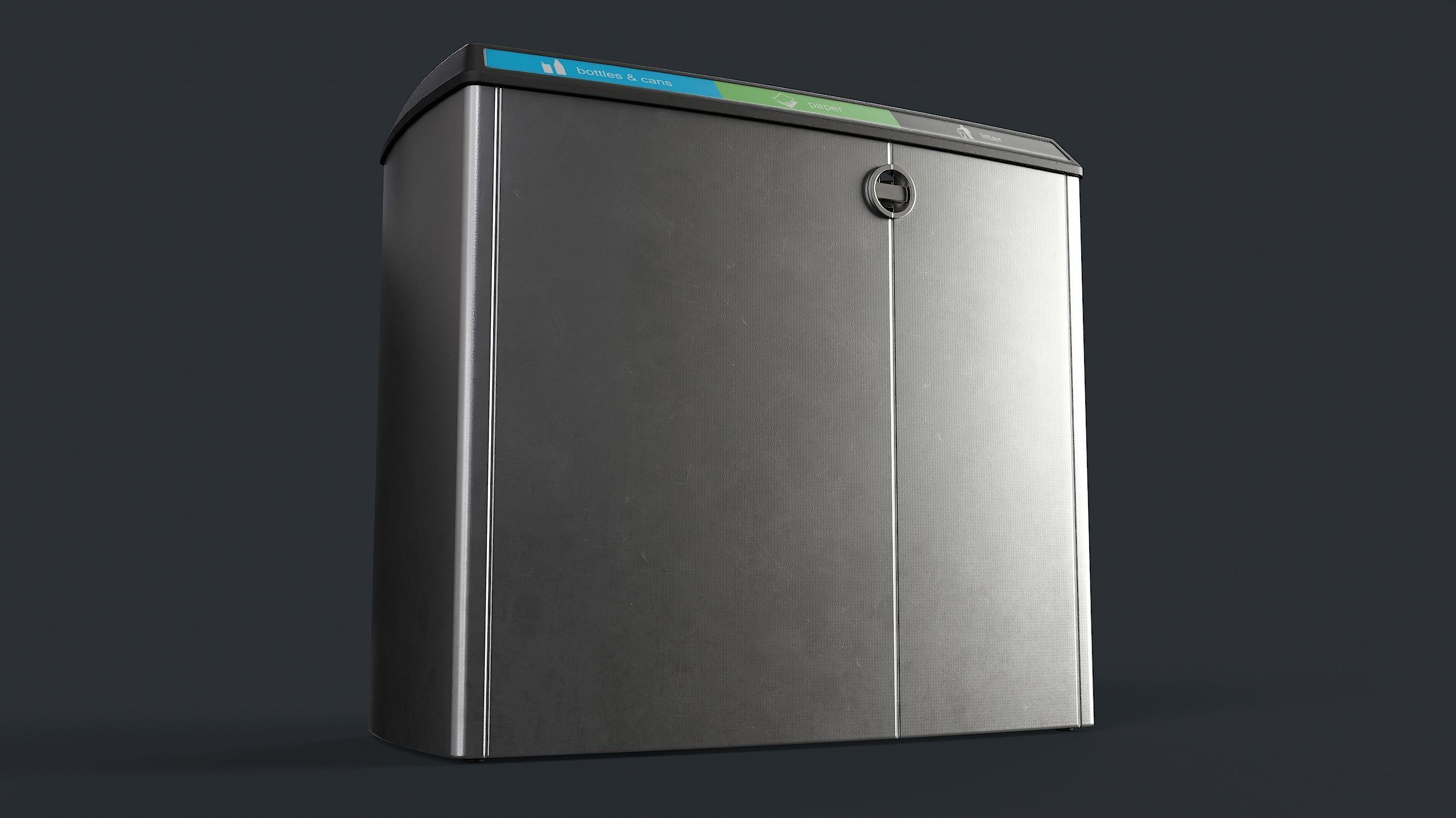 Street Trash Can 21 PBR Game Ready Low-poly 3D model_3