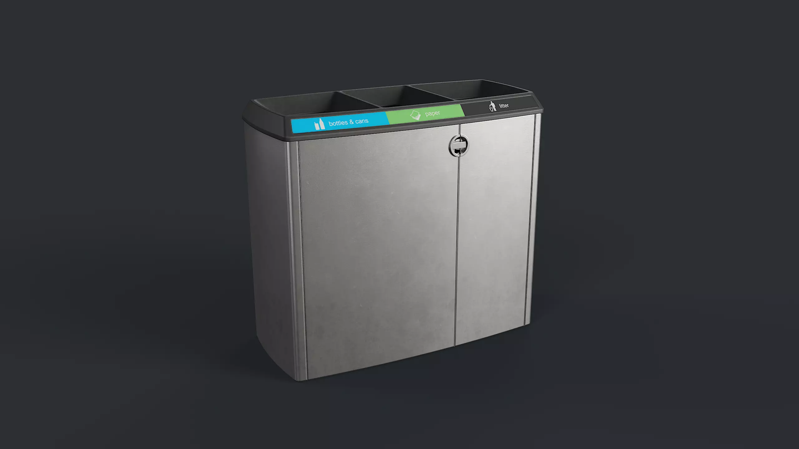 Street Trash Can 21 PBR Game Ready Low-poly 3D model_0
