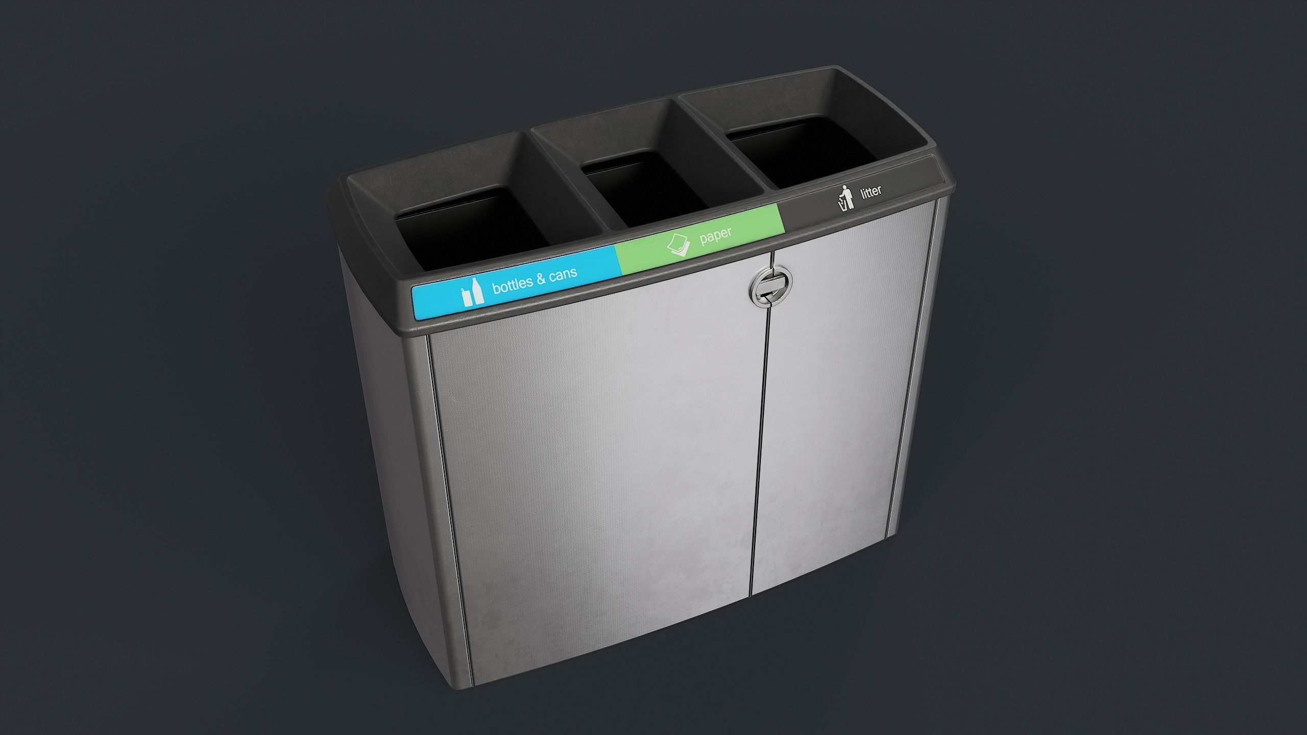 Street Trash Can 21 PBR Game Ready Low-poly 3D model_2
