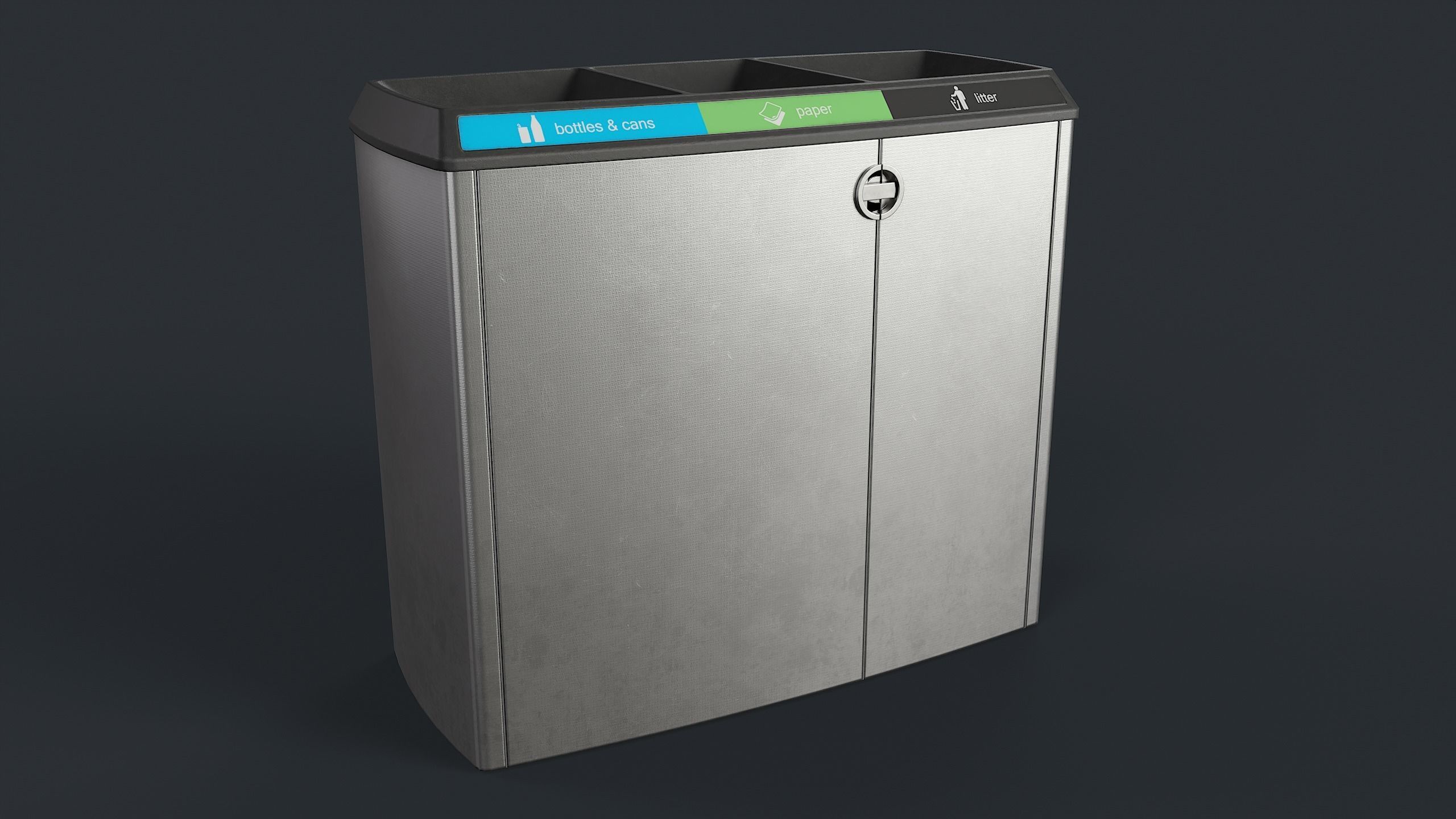 Street Trash Can 21 PBR Game Ready Low-poly 3D model_1