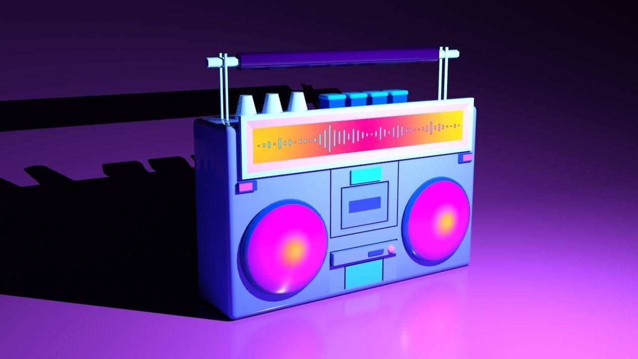 Synthwave Radio Low-poly 3D model_1