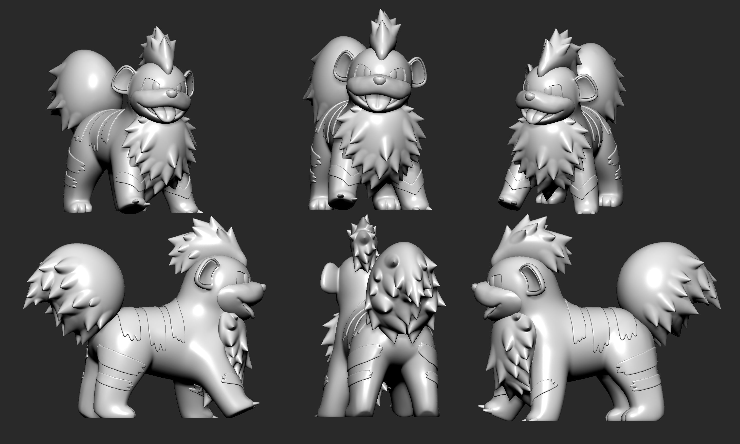 Pokemon - Growlithe  with 2 poses 3D print model_4