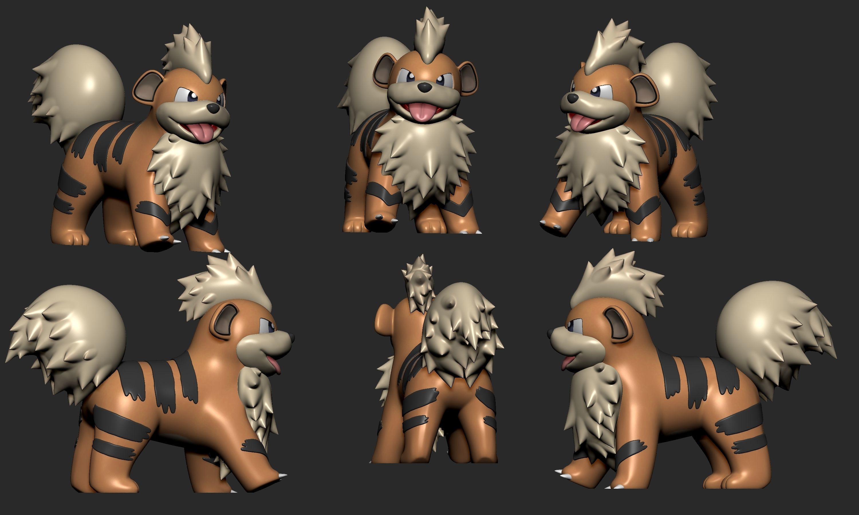 Pokemon - Growlithe  with 2 poses 3D print model_2