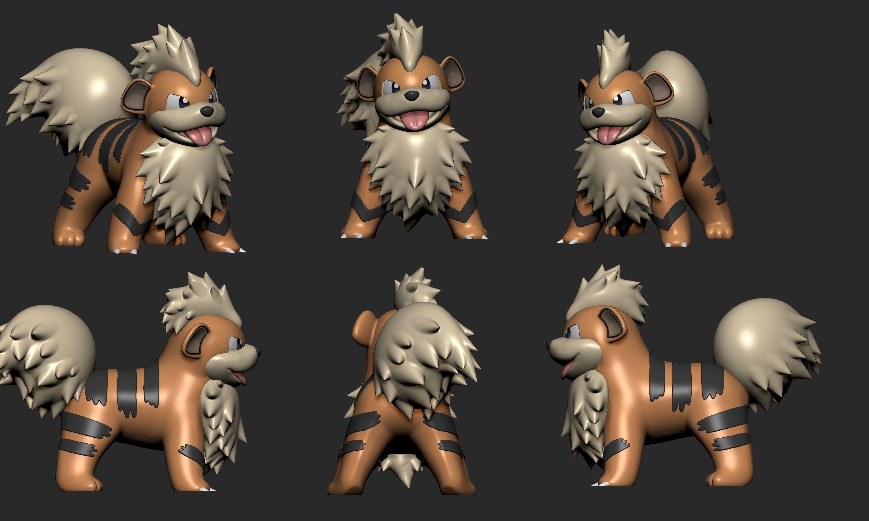 Pokemon - Growlithe  with 2 poses 3D print model_6