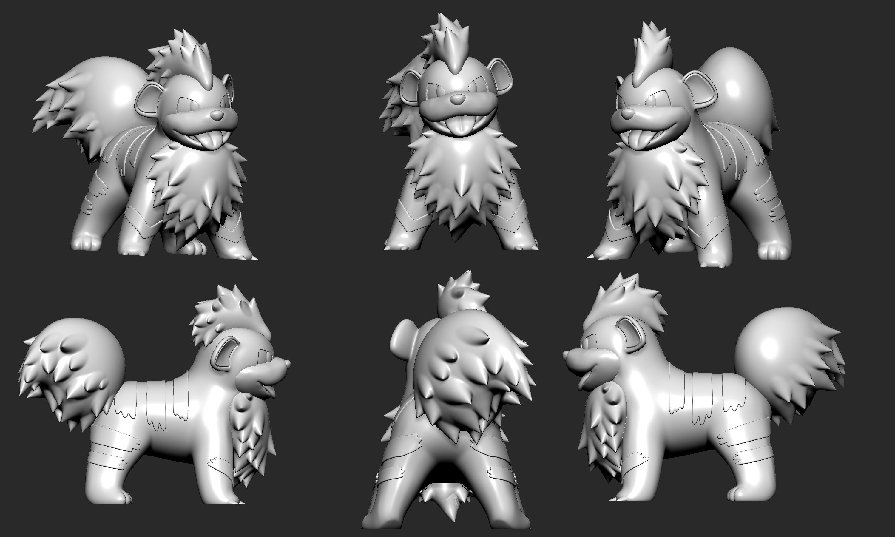 Pokemon - Growlithe  with 2 poses 3D print model_8