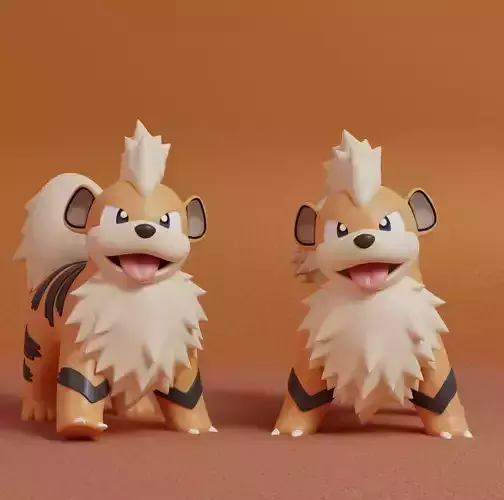 Pokemon - Growlithe  with 2 poses 3D print model