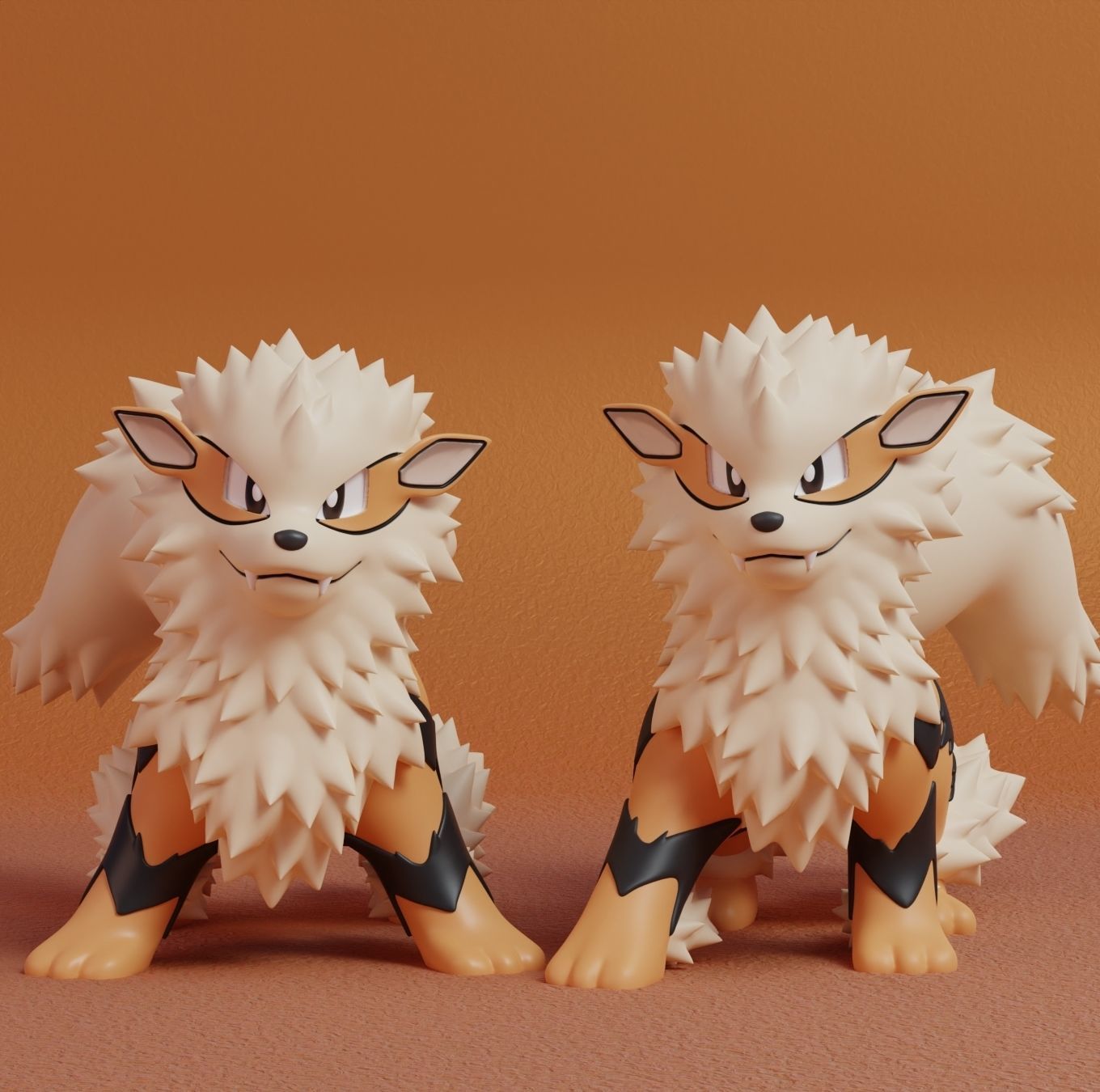 Pokemon - Growlithe and Arcanine with 2 poses 3D print model_1