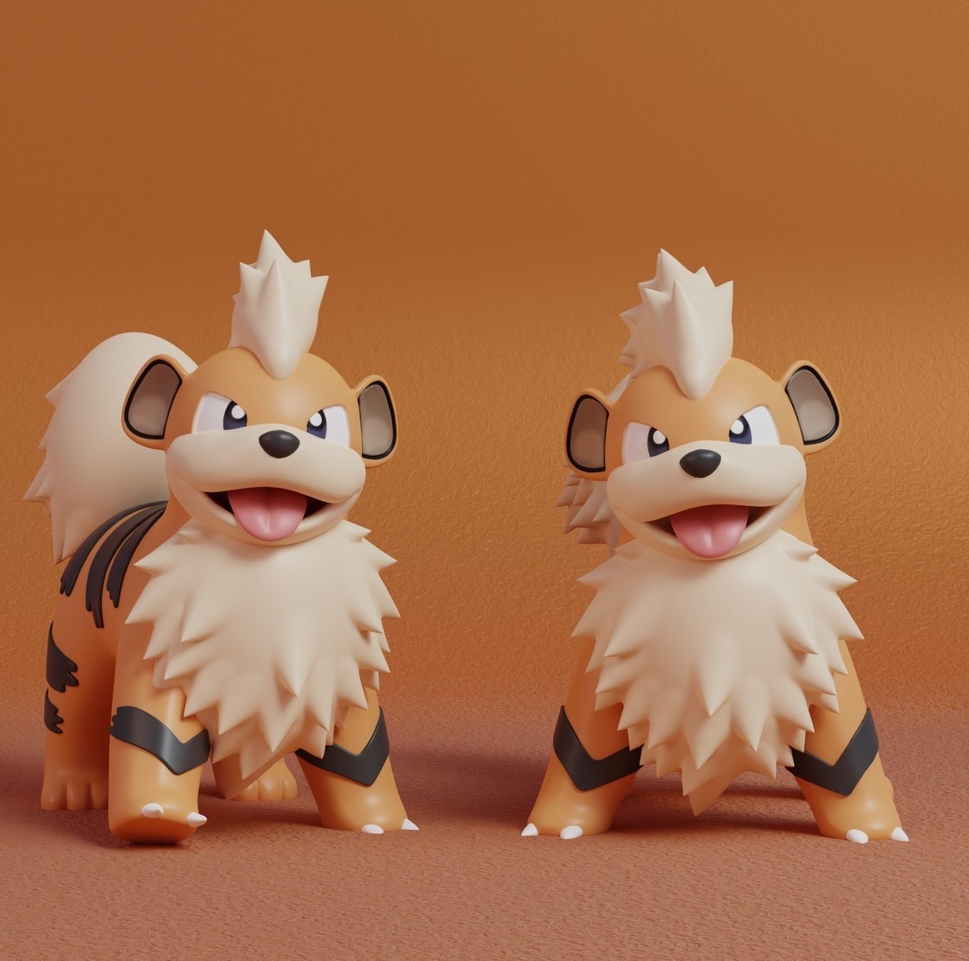 Pokemon - Growlithe and Arcanine with 2 poses 3D print model_6