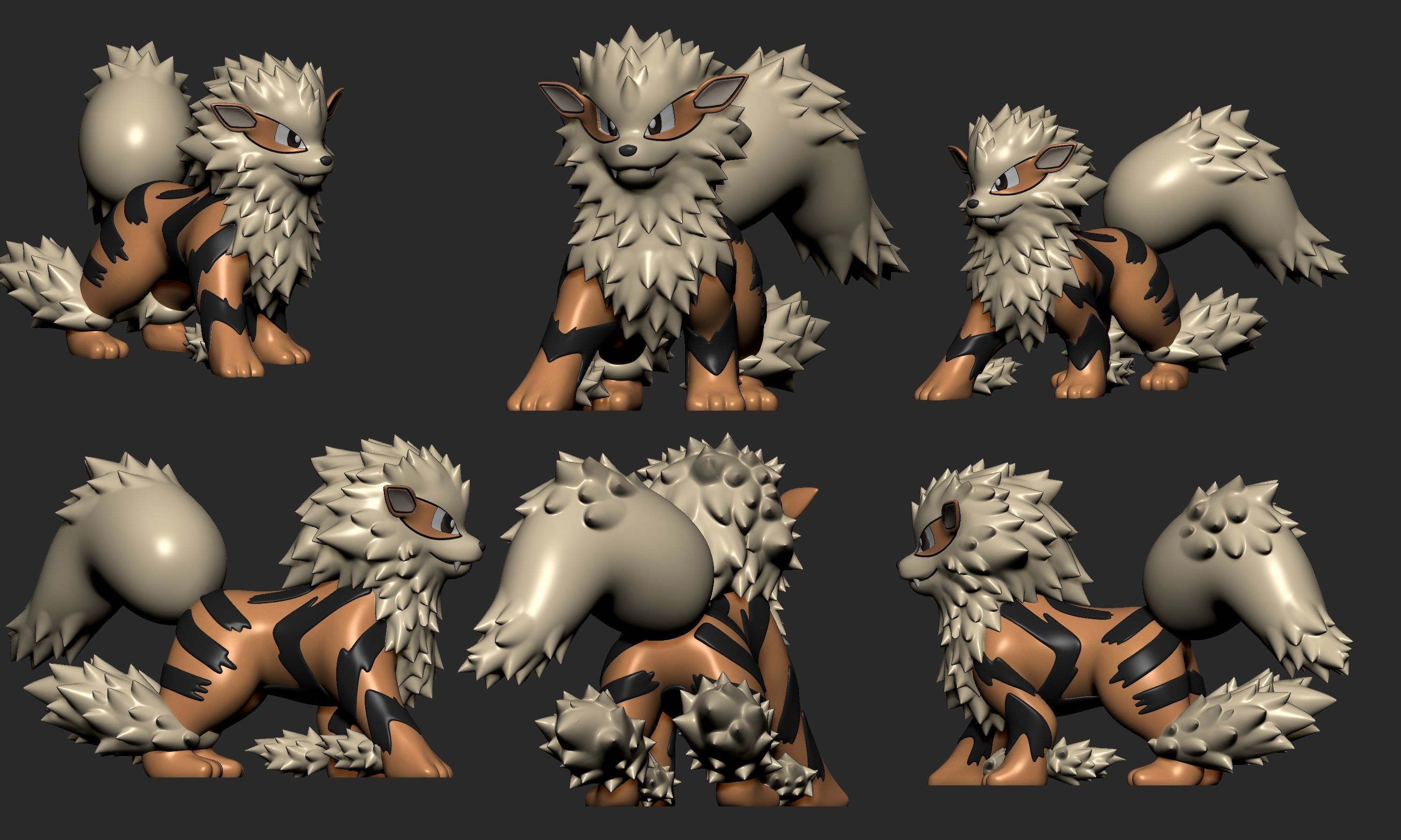 Pokemon - Growlithe and Arcanine with 2 poses 3D print model_5