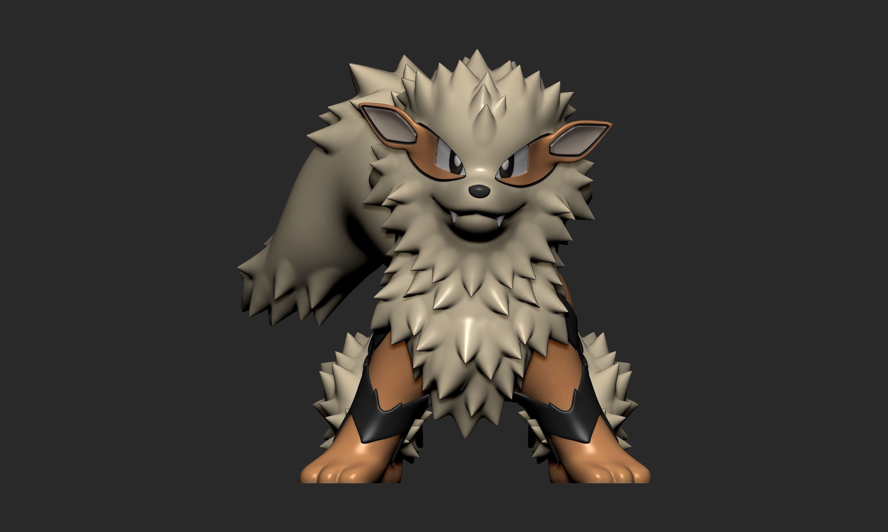 Pokemon - Growlithe and Arcanine with 2 poses 3D print model_2