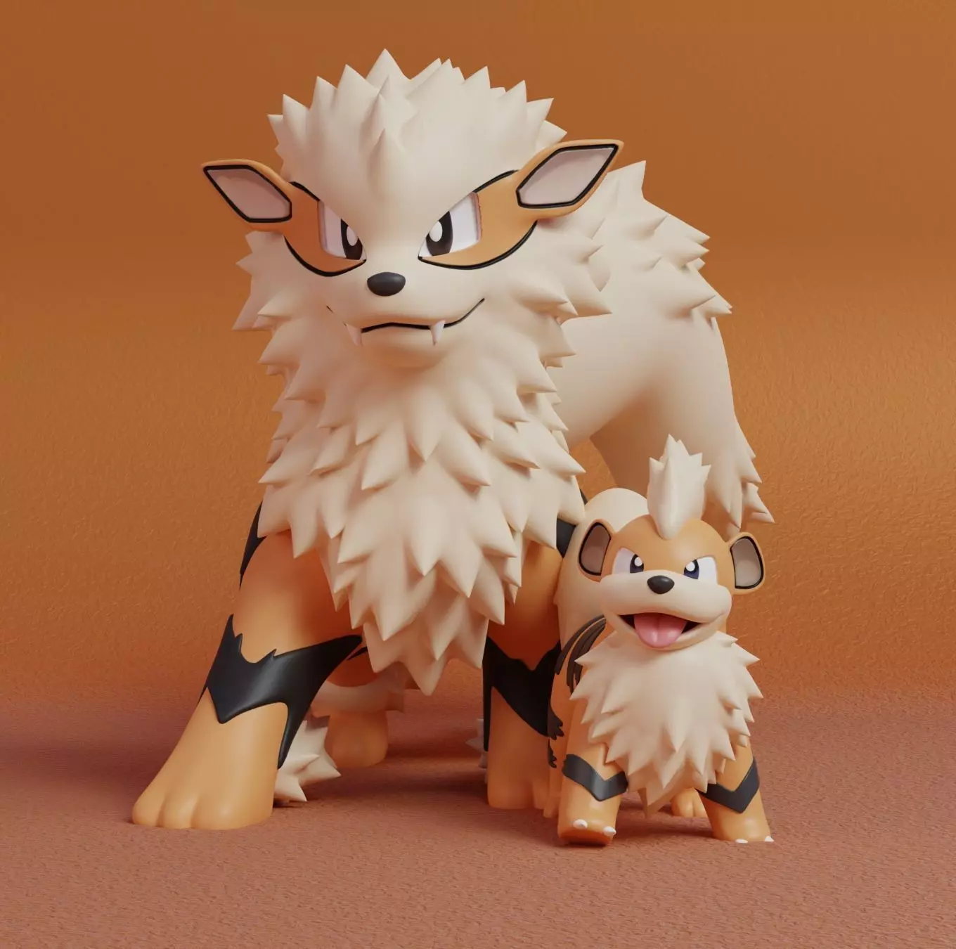 Pokemon - Growlithe and Arcanine with 2 poses 3D print model_0