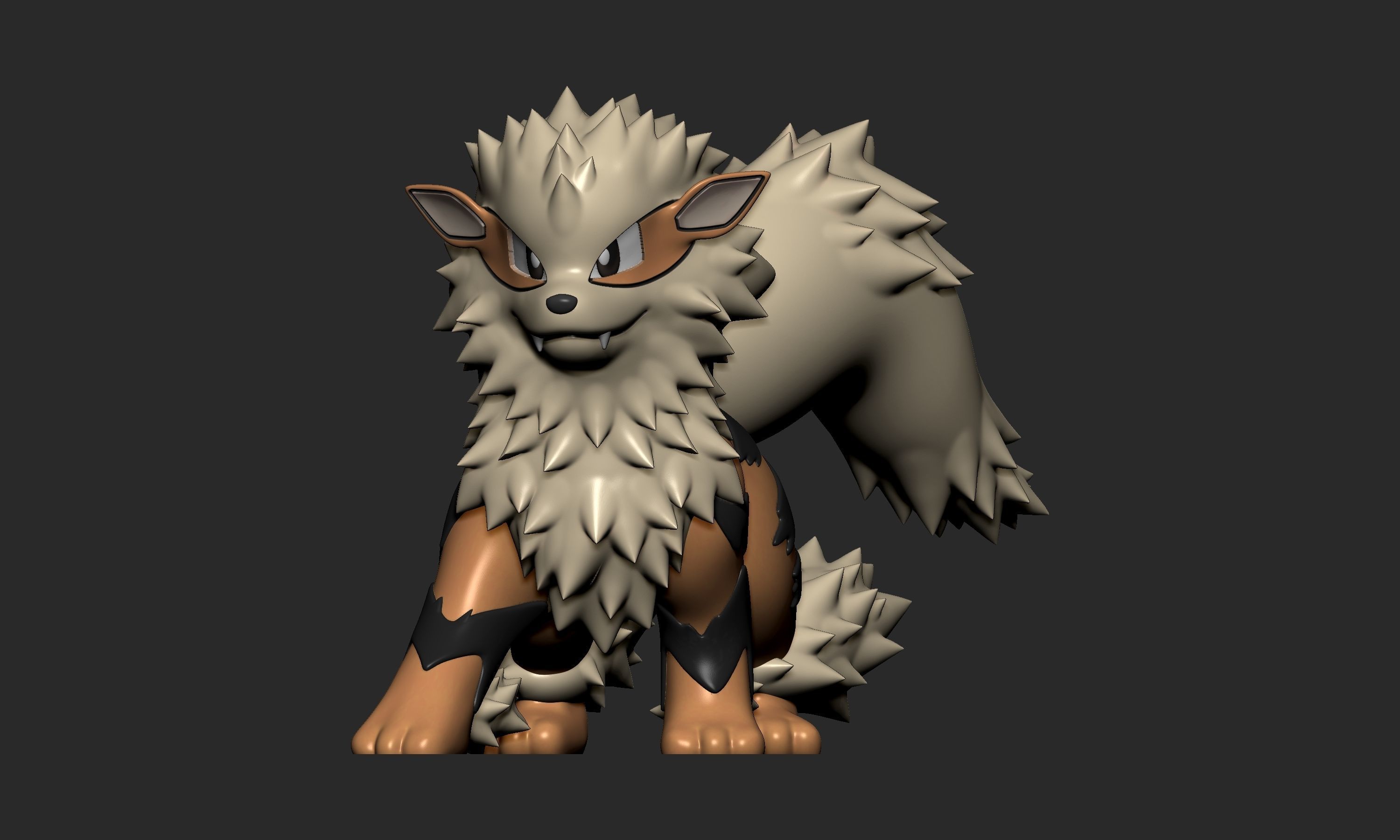 Pokemon - Growlithe and Arcanine with 2 poses 3D print model_4