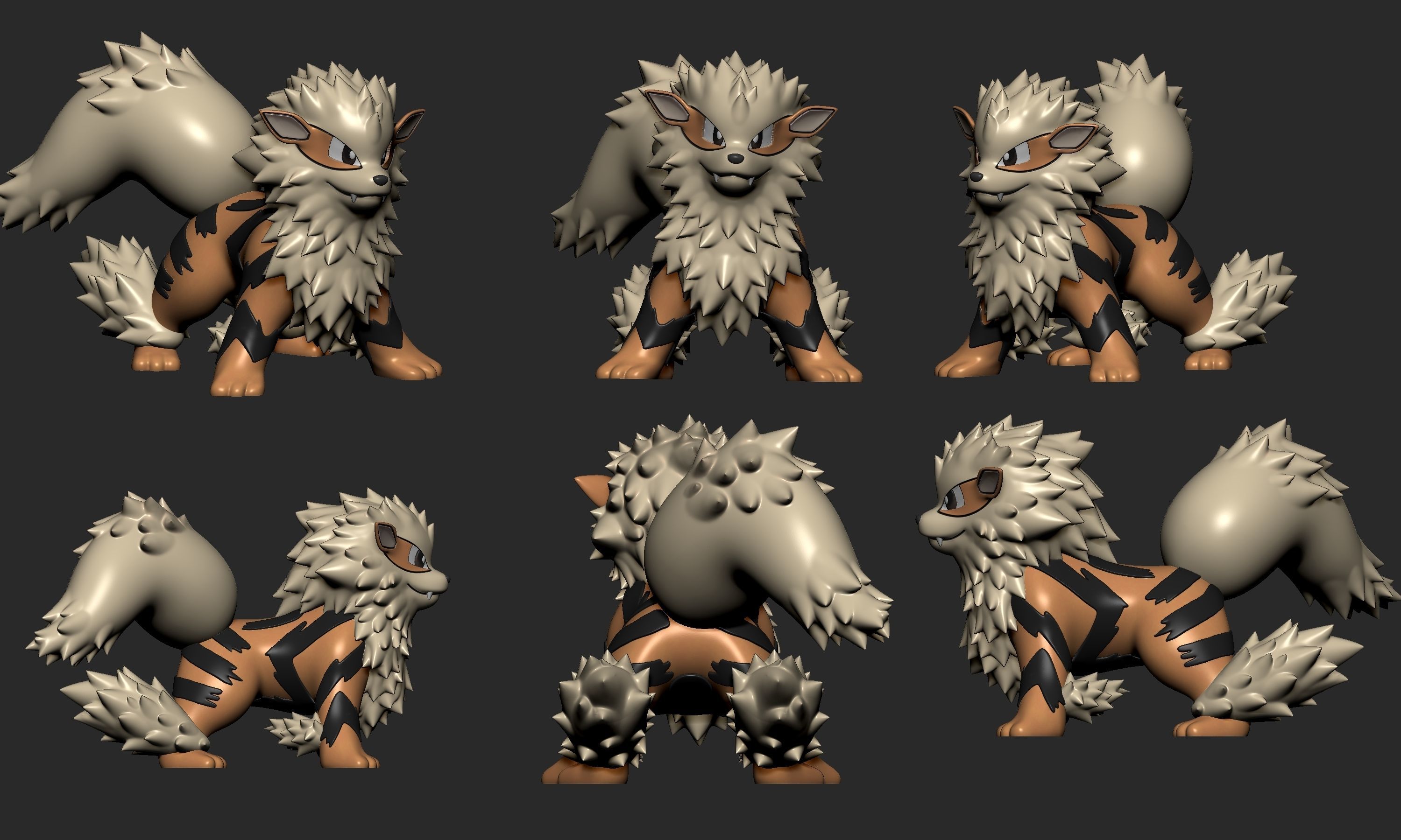 Pokemon - Growlithe and Arcanine with 2 poses 3D print model_3