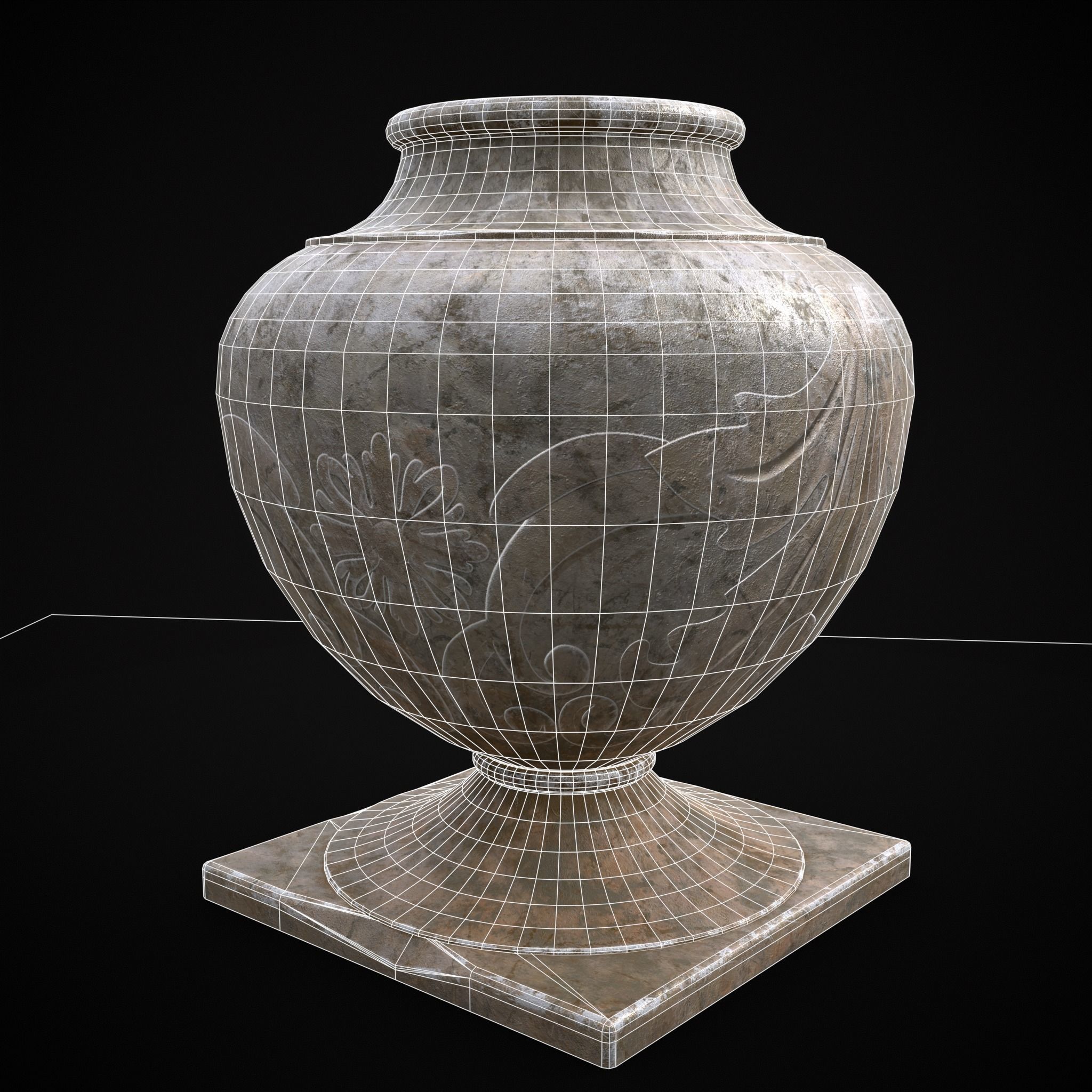 Garden Planter Variation Two Low-poly 3D model_10