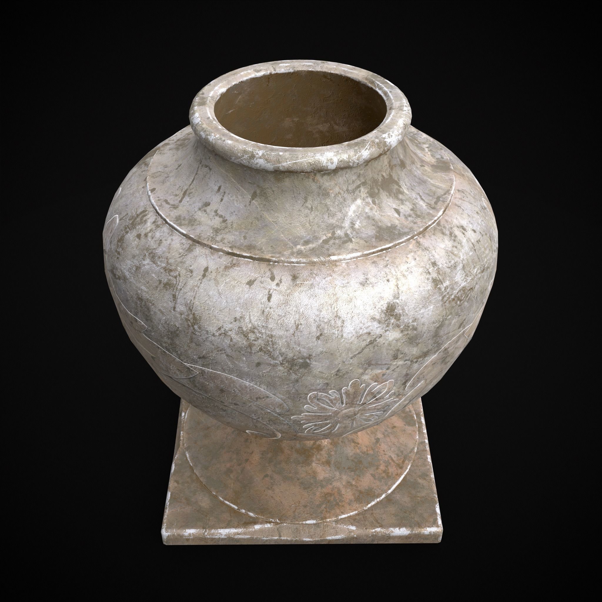 Garden Planter Variation Two Low-poly 3D model_3