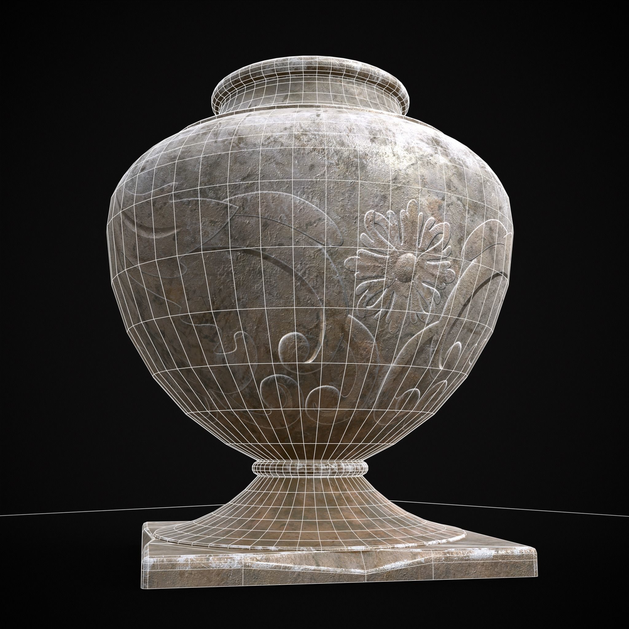 Garden Planter Variation Two Low-poly 3D model_8