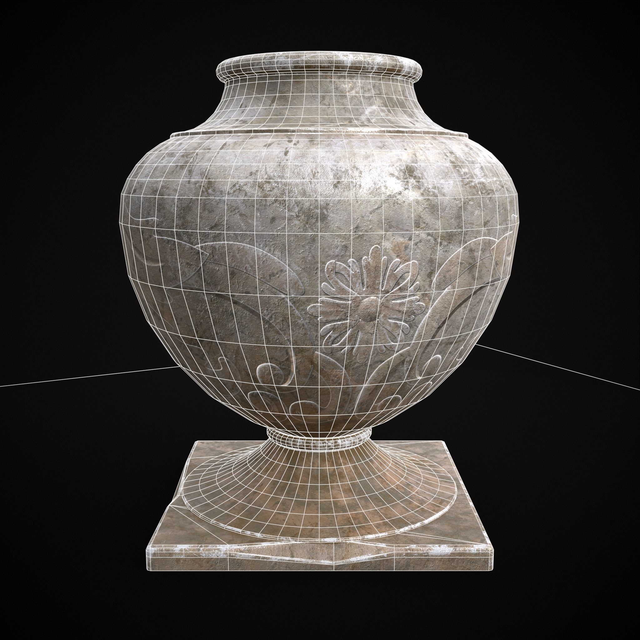 Garden Planter Variation Two Low-poly 3D model_2