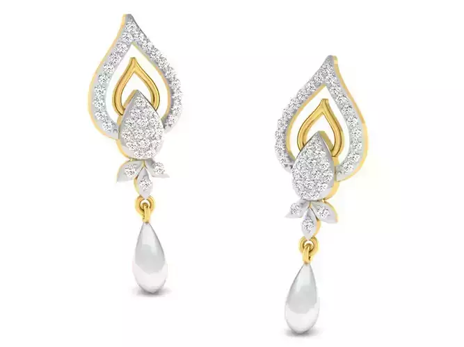 Gold Diamond Women Earring 3D print Model