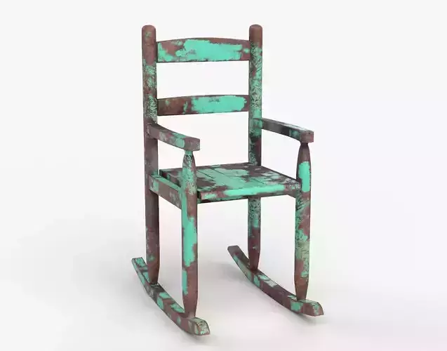 Chair No 9 Rocking Chair Cane Rocker Old Rusty Metal Version 3D model